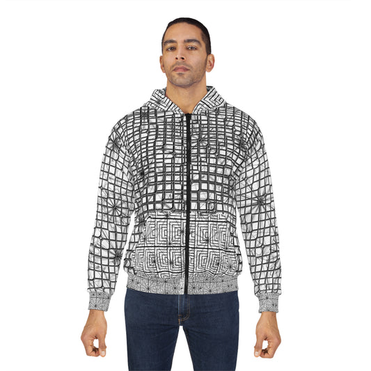 Stylish Geometric Zip Hoodie - Perfect Gift for Art Lovers, Casual Wear, Relaxation, Unisex Fashion, Street Style