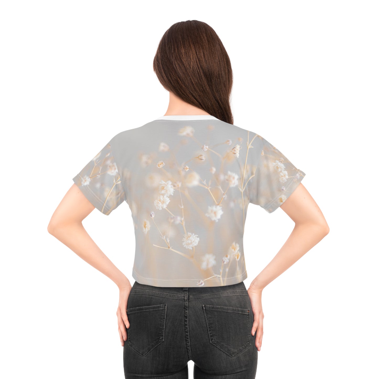 Floral Quote Crop Tee - Inspirational Shirt for Her, Comfy Outfit, Gift for Friends, Trendy Top for Spring, Self-Care Reminder
