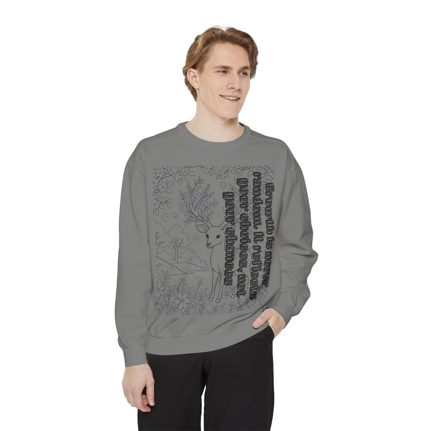 Whimsical Deer Sweatshirt | Cozy Casual Wear, Gift for Nature Lovers, Fall Fashion, Unique Artwork, Unisex Style