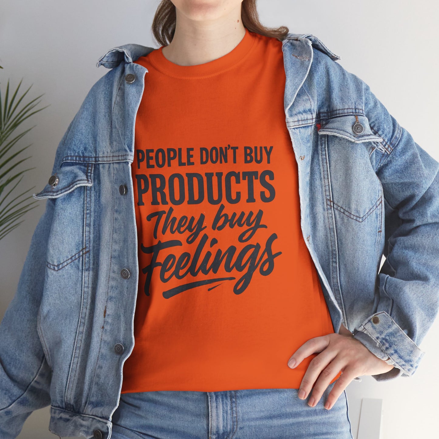 Unisex Heavy Cotton Tee: 'People Don't Buy Products, They Buy Feelings' - Casual Fashion, Gift Idea, Everyday Wear, Comfortable Style, [...]