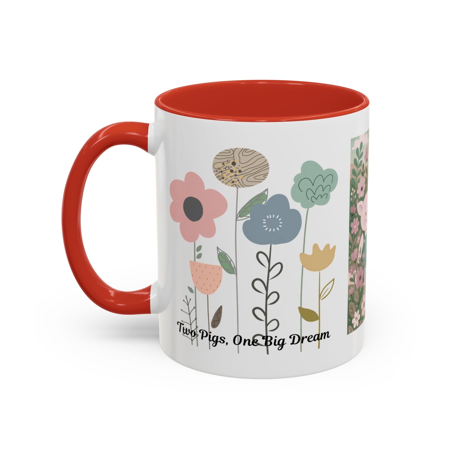 Charming Piggy Coffee Mug, Cute Animal Tea Cup, Floral Design Drinkware, Gift for Animal Lovers, Kitchen Decor, Unique Birthday Gift