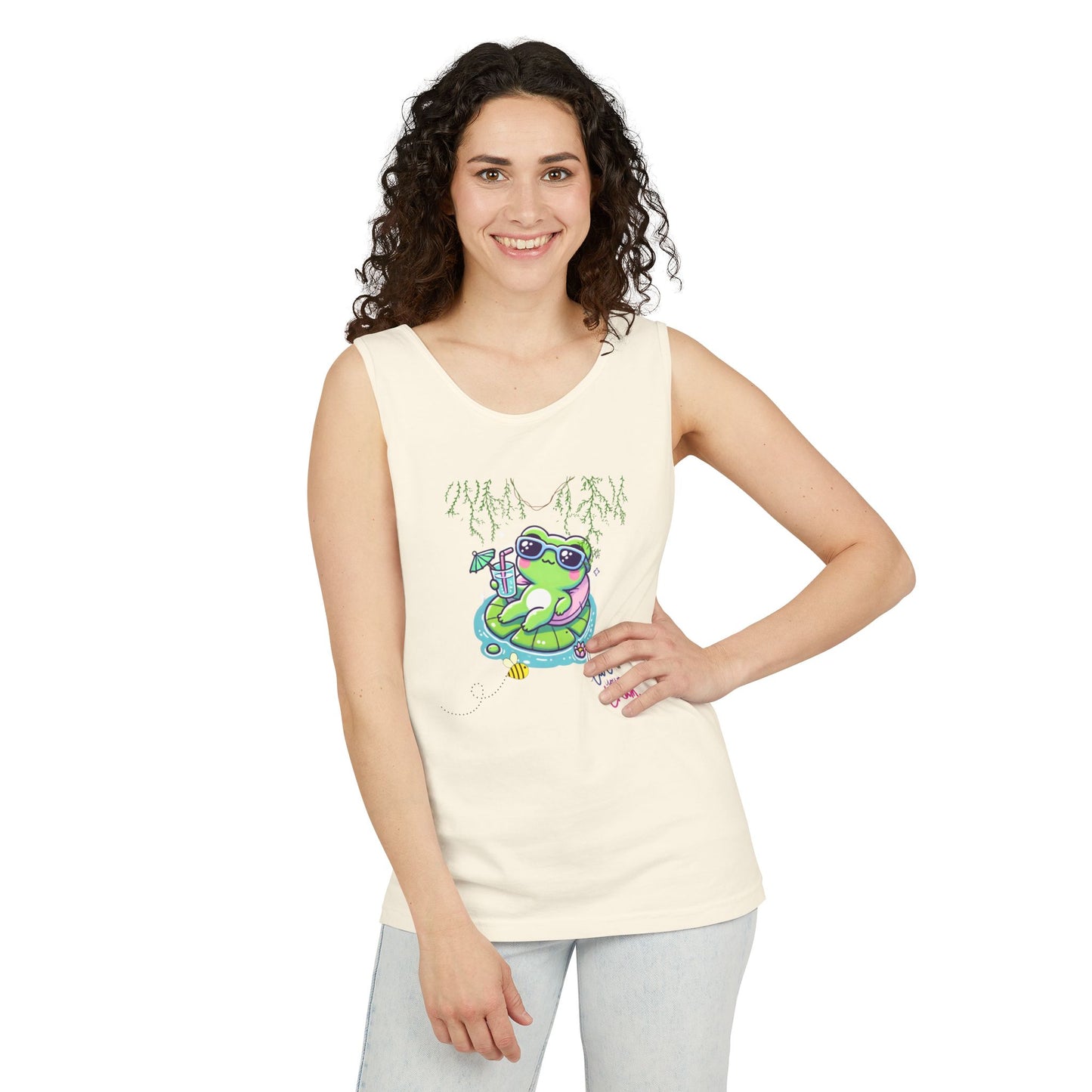 Chill Vibes Frog Tank Top - Summer, Beachwear, Gift for Frog Lovers, Cute Graphic Tee, Unisex Casual Wear