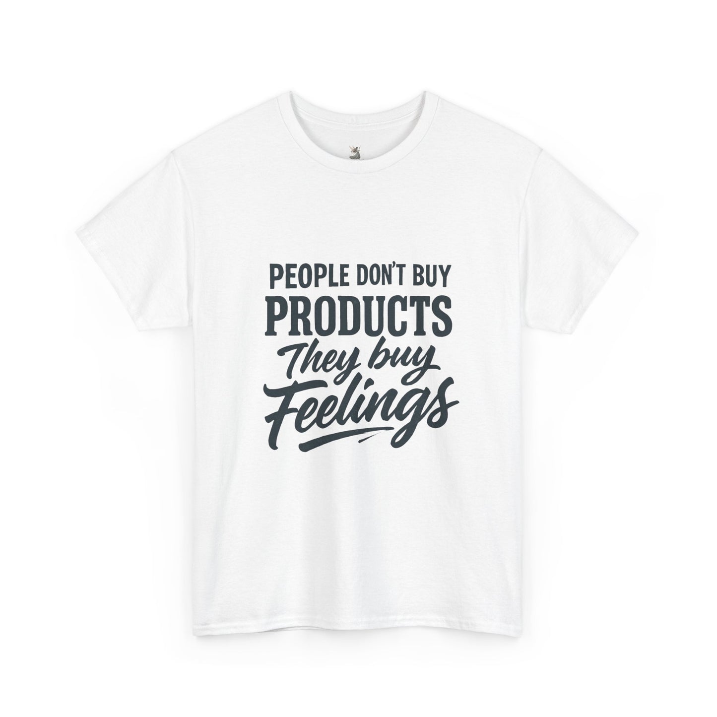Unisex Heavy Cotton Tee: 'People Don't Buy Products, They Buy Feelings' - Casual Fashion, Gift Idea, Everyday Wear, Comfortable Style, [...]
