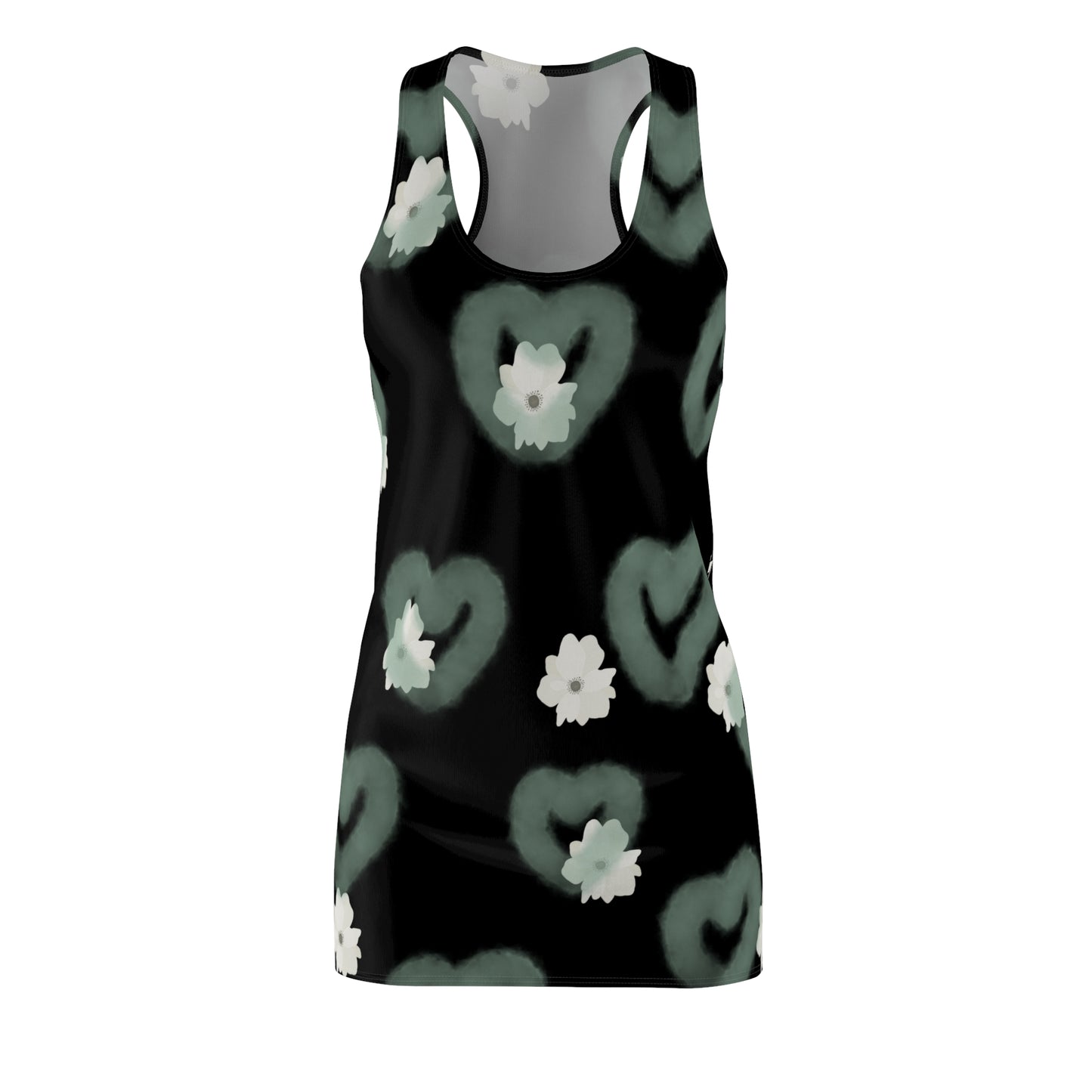Heart Blossoms Racerback Dress | Floral Summer Dress, Casual Outfit, Beachwear, Gift for Her, Party Dress