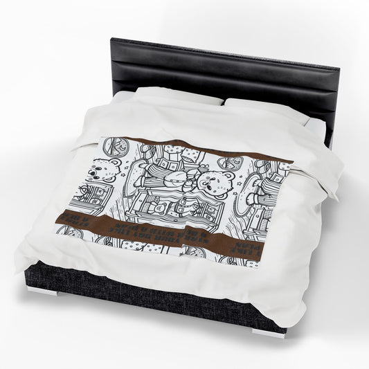 Cozy Bear Velveteen Plush Blanket, Soft Throw for Kids, Nursery Decor, Gift for Baby Shower, Bedtime Comfort, Playroom Accessory