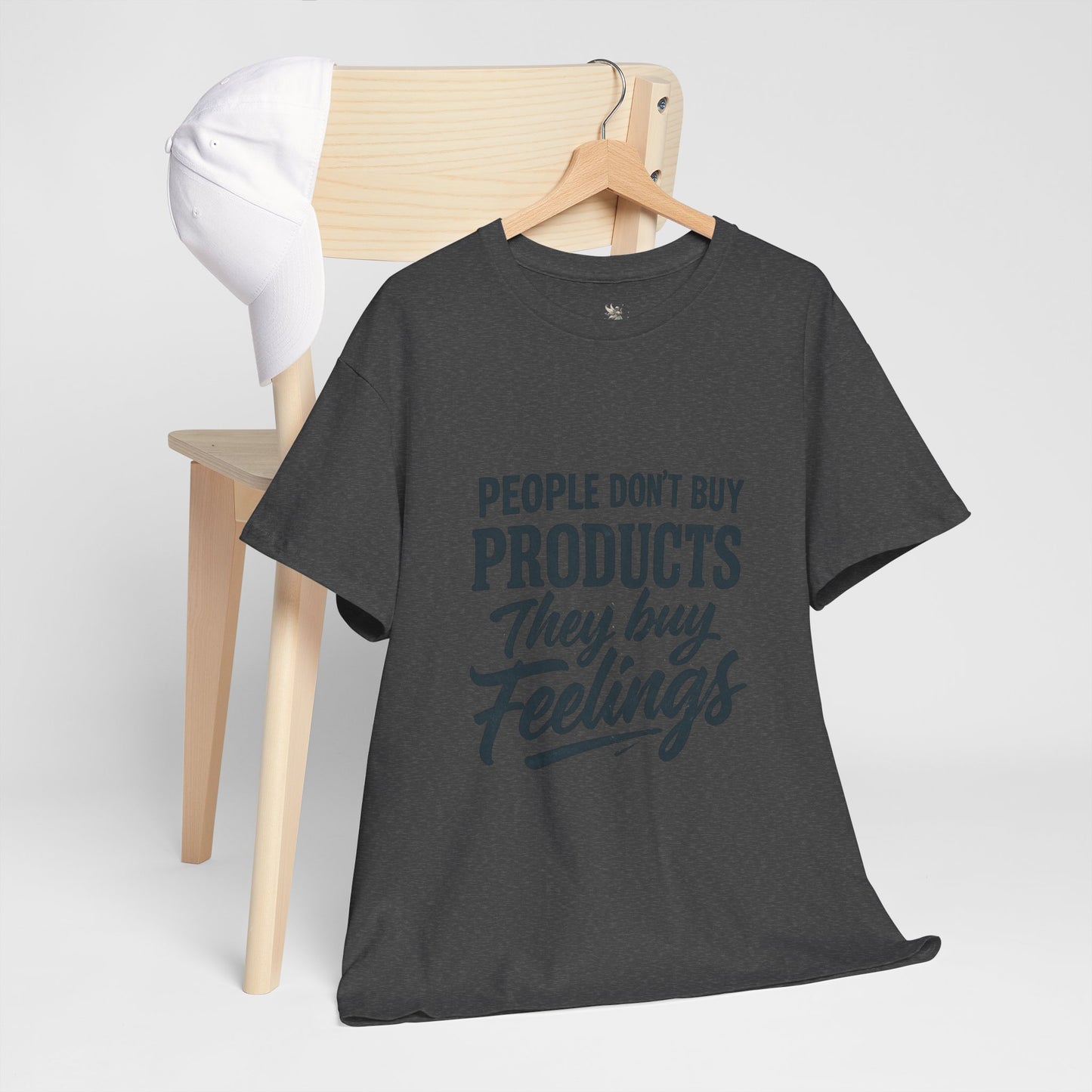 Unisex Heavy Cotton Tee: 'People Don't Buy Products, They Buy Feelings' - Casual Fashion, Gift Idea, Everyday Wear, Comfortable Style, [...]