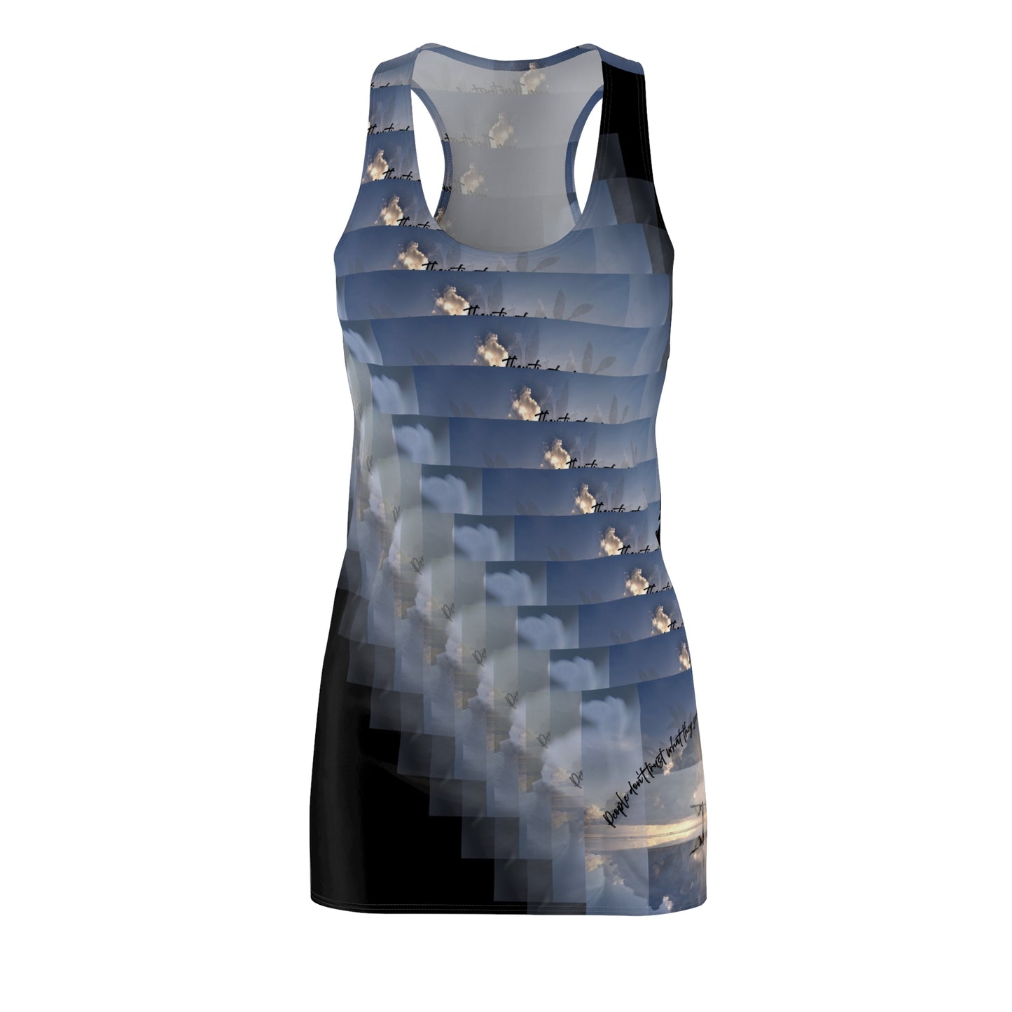 Cloudy Sky Pattern Racerback Dress, Casual Summer Dress, Beach Wear, Vacation Outfit, Boho Fashion, Nature Inspired Dress