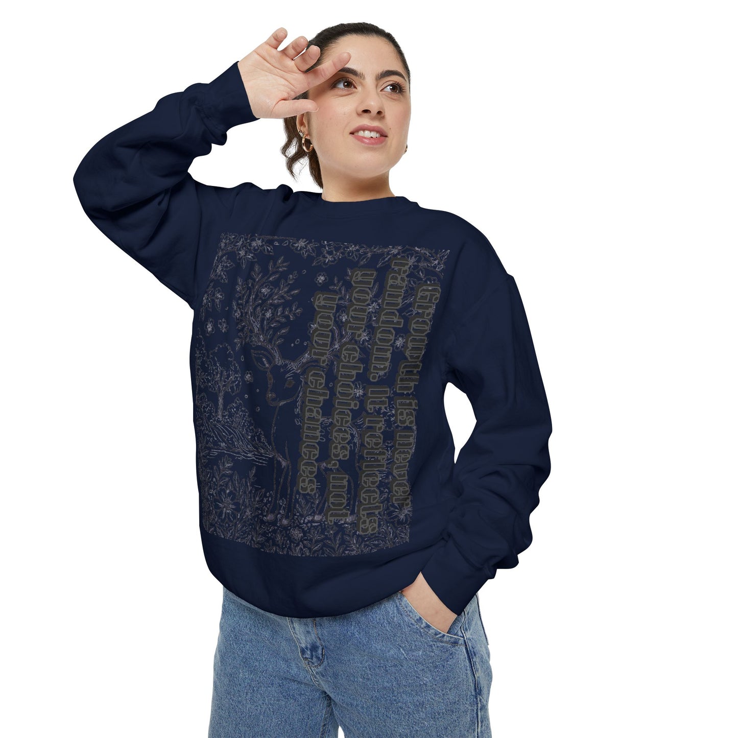 Whimsical Deer Sweatshirt | Cozy Casual Wear, Gift for Nature Lovers, Fall Fashion, Unique Artwork, Unisex Style