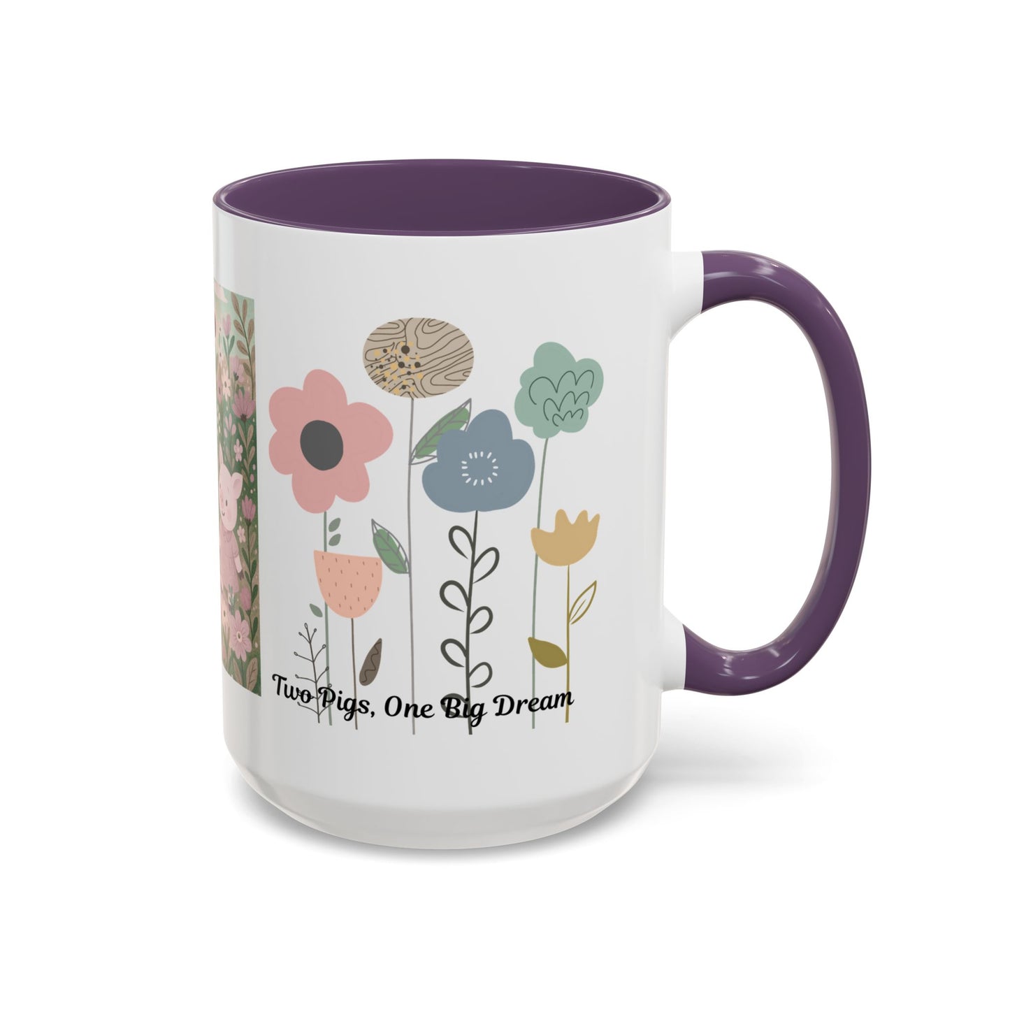 Charming Piggy Coffee Mug, Cute Animal Tea Cup, Floral Design Drinkware, Gift for Animal Lovers, Kitchen Decor, Unique Birthday Gift