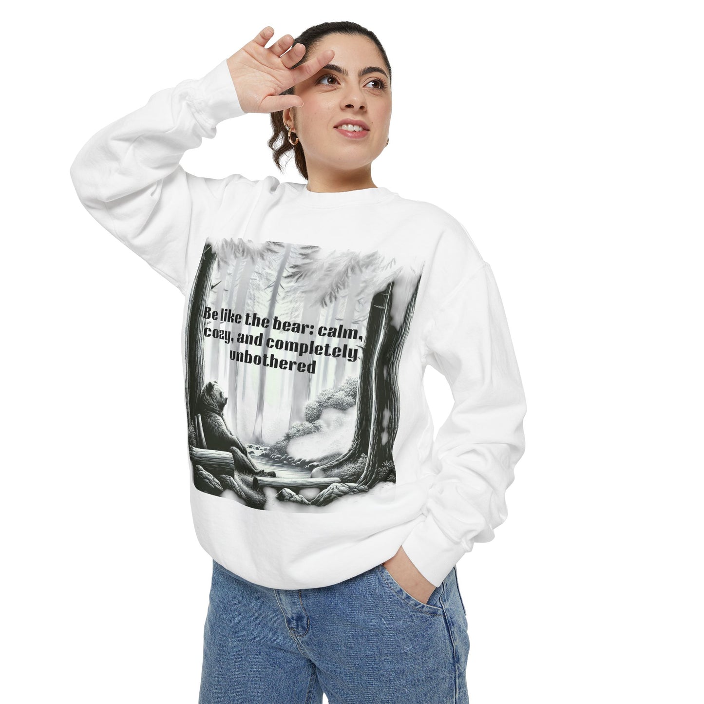Bear Calm Sweatshirt | Unisex Garment-Dyed Cozy Crew | Inspirational Nature Apparel | Perfect Gift for Outdoor Lovers