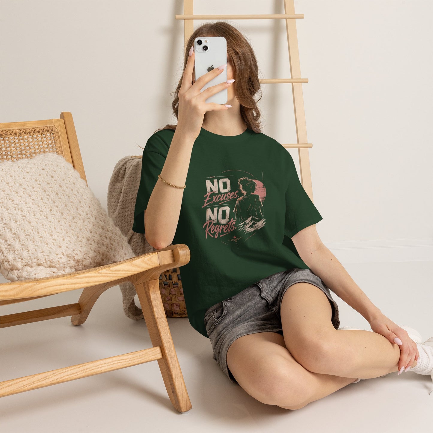 No Excuses No Regrets Tee | Motivational Graphic T-Shirt | Silhouette Design