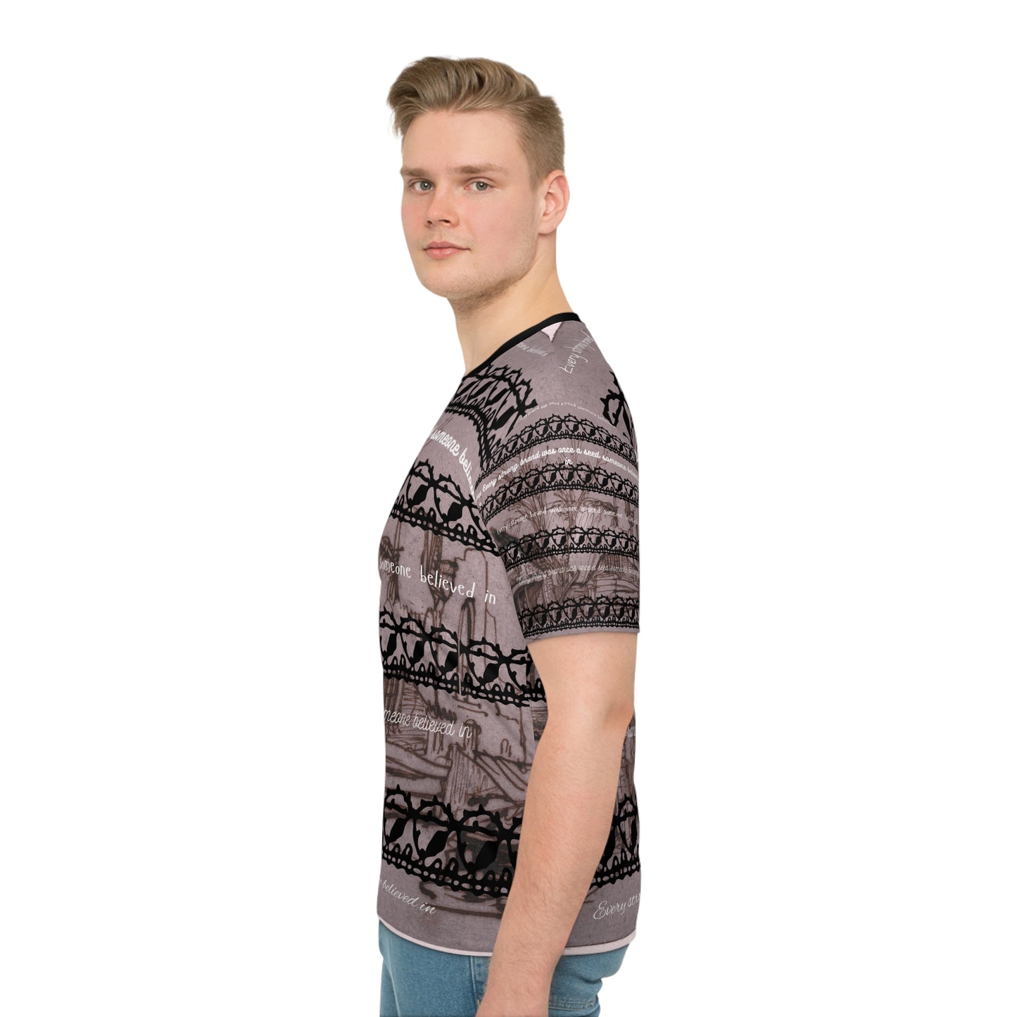 Artistic Affirmation T-Shirt, Inspirational Tee, AOP Graphic Shirt, Unique Men's Fashion, Motivational Top, Casual Wear