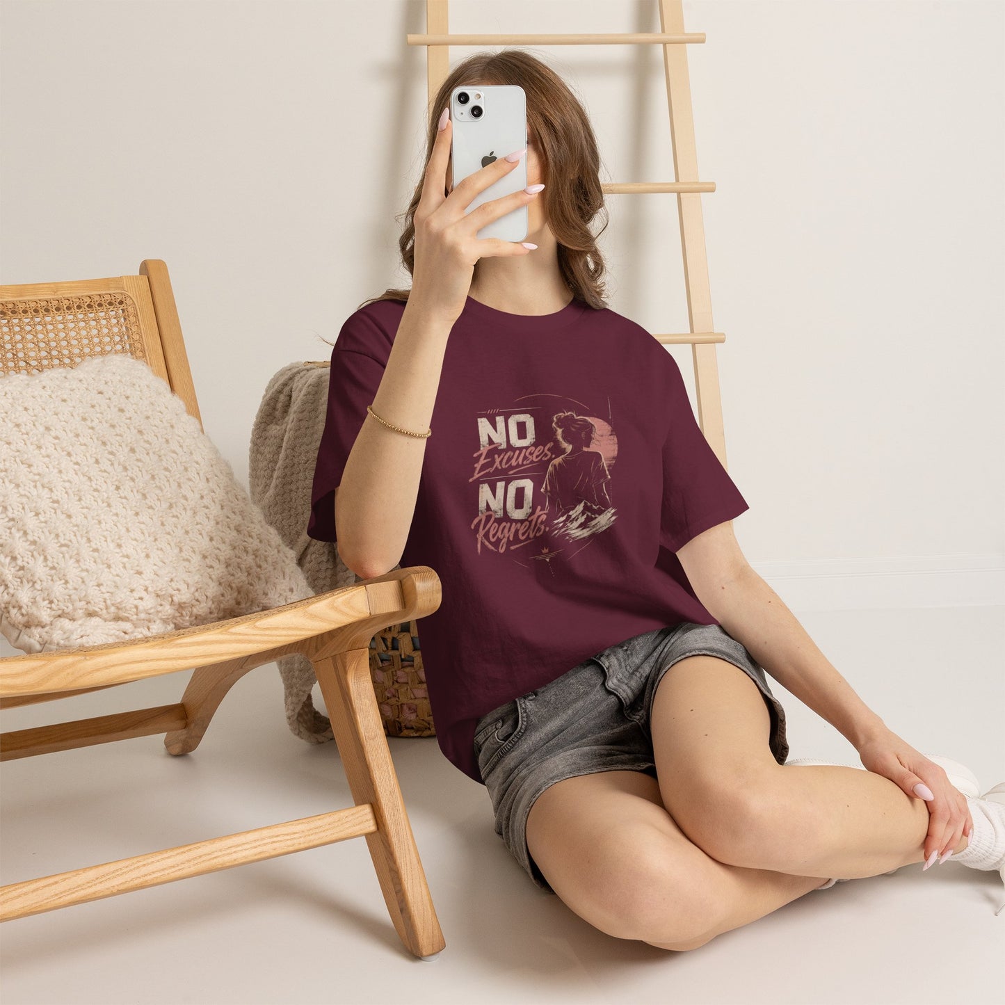 No Excuses No Regrets Tee | Motivational Graphic T-Shirt | Silhouette Design