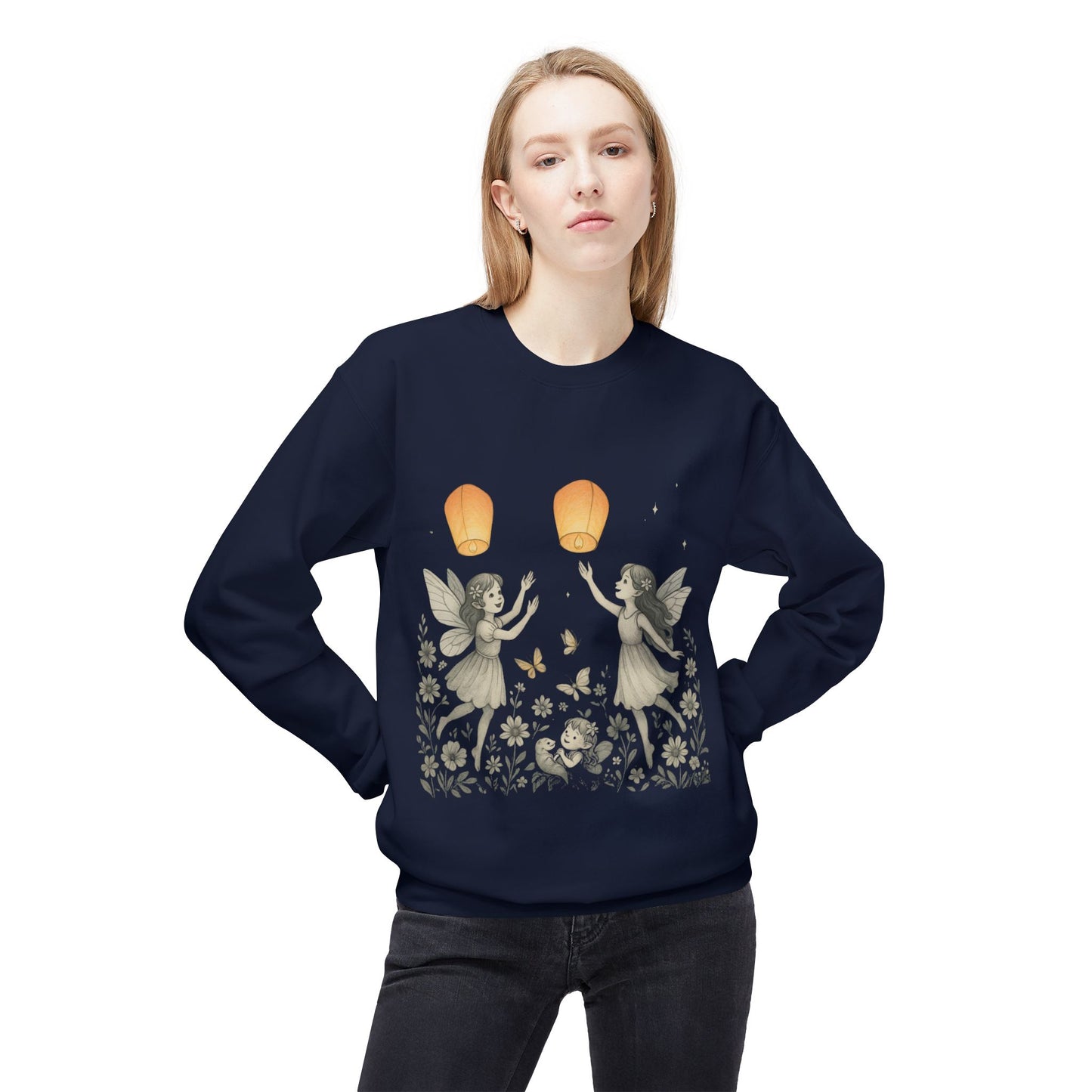 Fairy Dreams Crewneck Sweatshirt, Cozy Fleece Sweatshirt, Unisex Pullover, Fantasy Sweatshirt, Magical Gift, Boho Style
