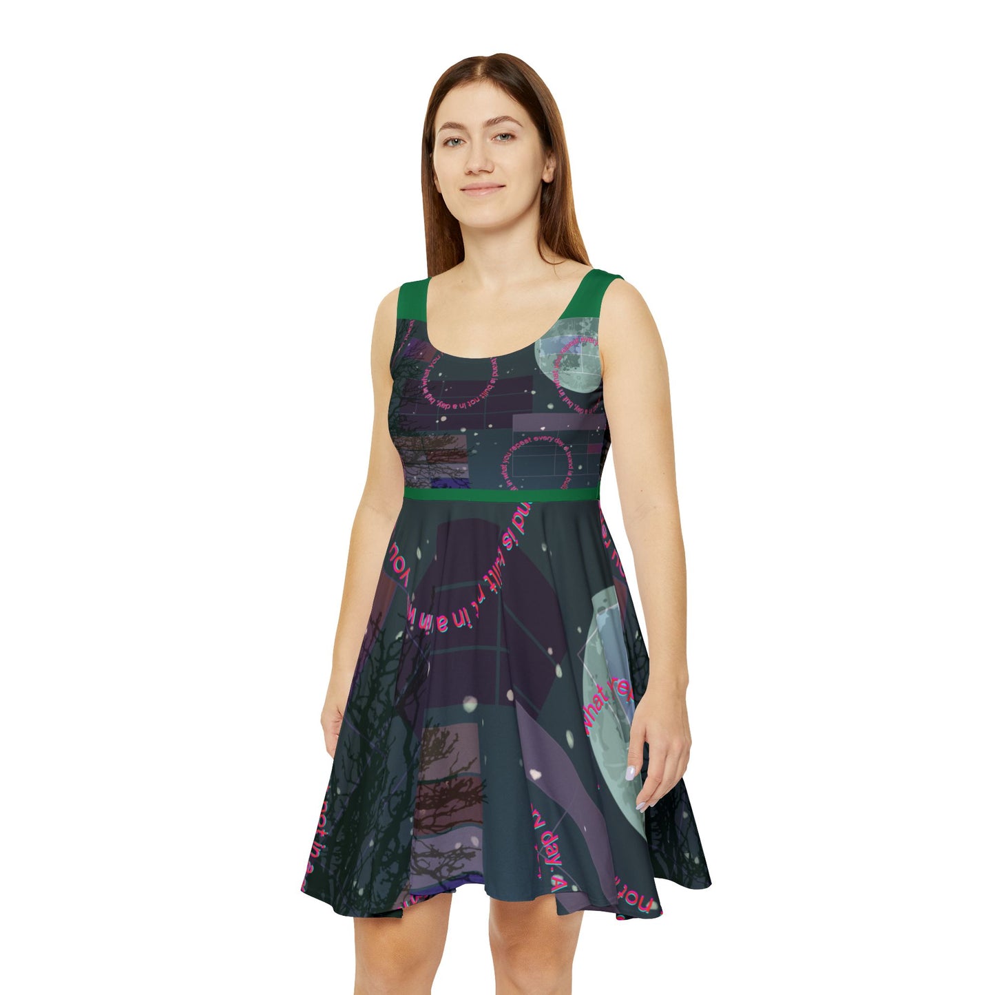 Cosmic Dreams Women's Skater Dress - Nostalgic Aesthetic Fashion, Perfect for Casual Outings, Summer Parties, Festivals, and Date Nights