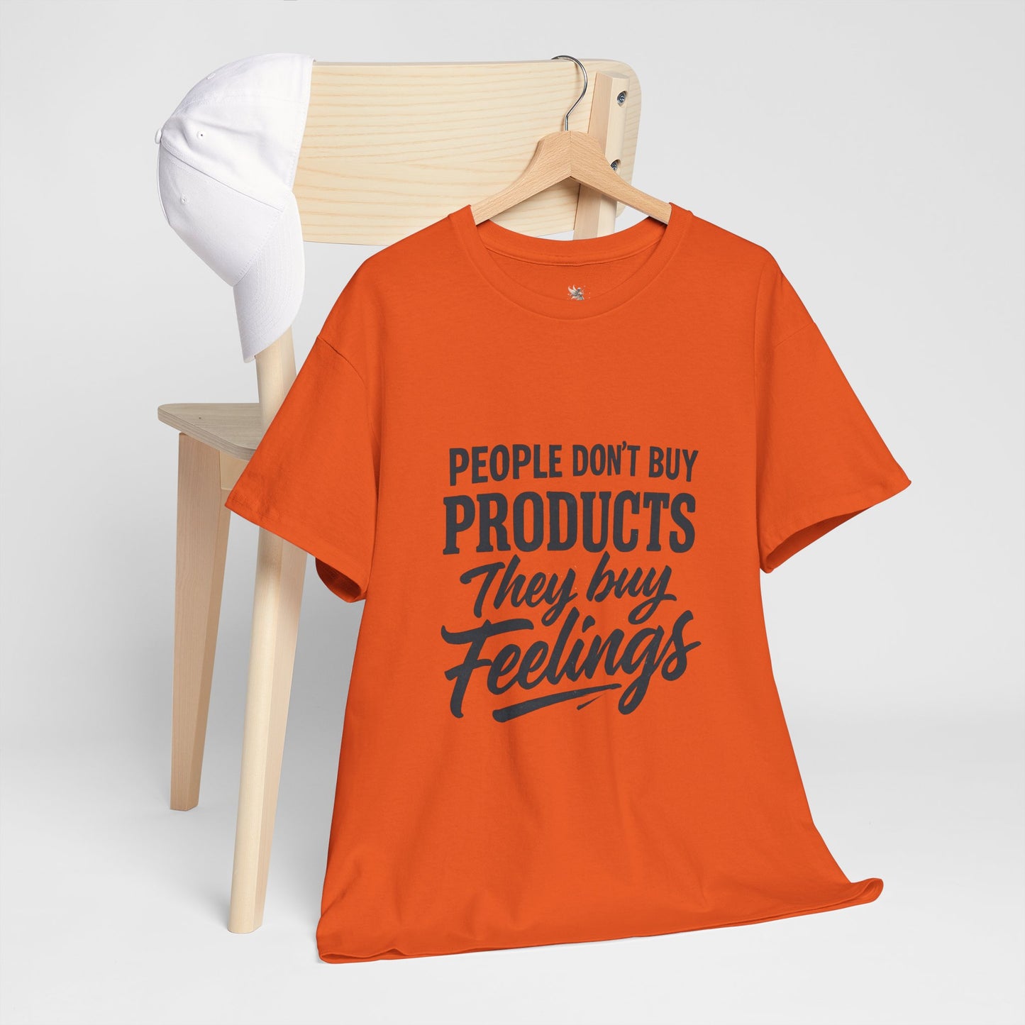 Unisex Heavy Cotton Tee: 'People Don't Buy Products, They Buy Feelings' - Casual Fashion, Gift Idea, Everyday Wear, Comfortable Style, [...]