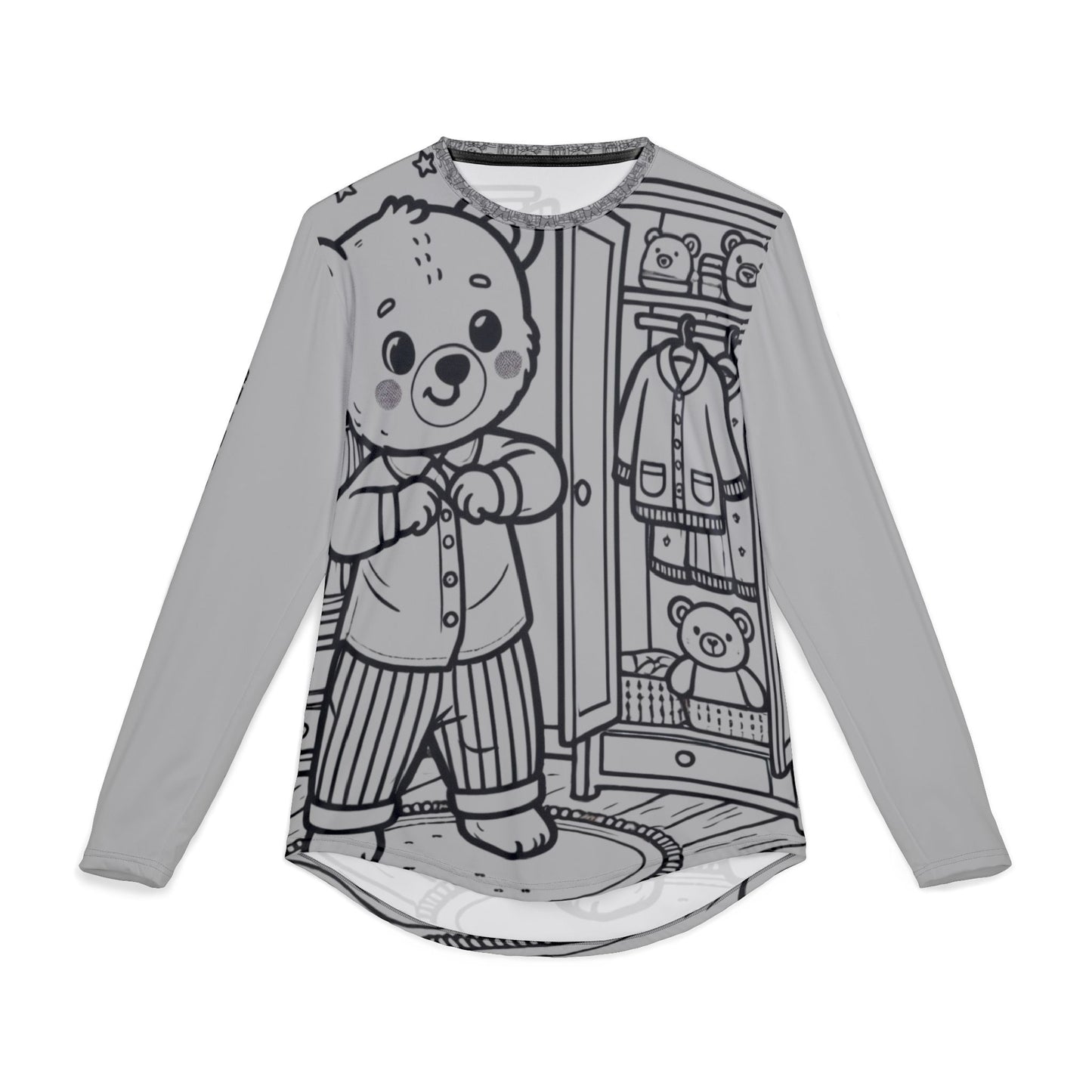 Men's UV Protection Long Sleeve Shirt - Cute Bear Design for Outdoor Adventures, Summer Activities, Beach Wear, Gift for Dad, Fun Day