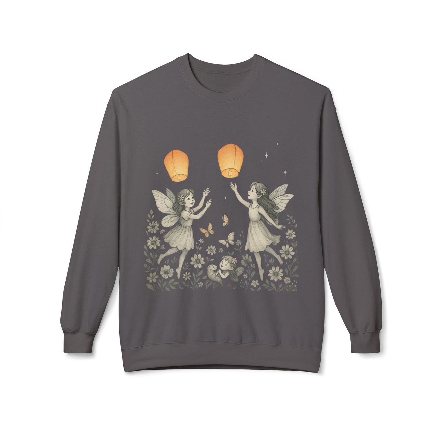 Fairy Dreams Crewneck Sweatshirt, Cozy Fleece Sweatshirt, Unisex Pullover, Fantasy Sweatshirt, Magical Gift, Boho Style