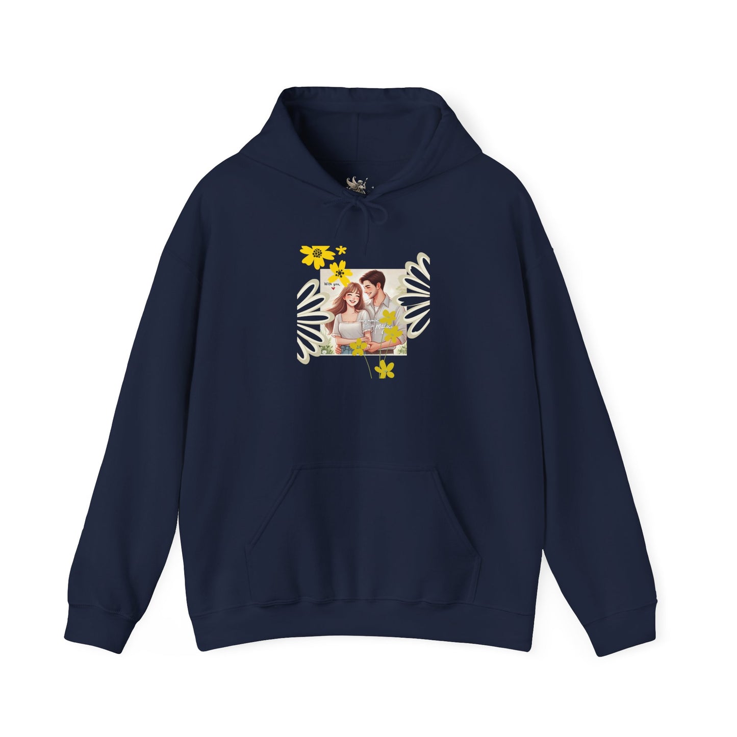 Romantic Couple Hooded Sweatshirt, Cozy Sweatshirts, Couple Gift, Valentine's Day Hoodie, Unisex Hooded Sweatshirt, Floral Hoodies