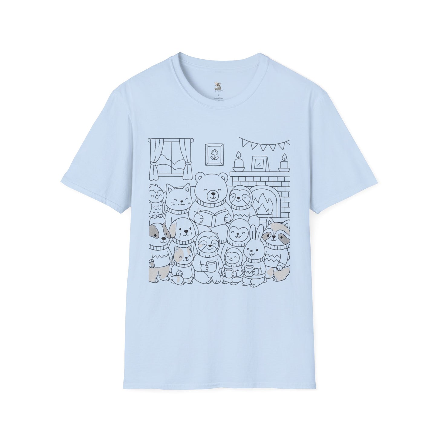 Cute Cartoon Animal T-Shirt, Perfect Gift for Kids, Unisex Softstyle Tee, Coloring Shirt, Fun Pajama Shirt, Casual Wear