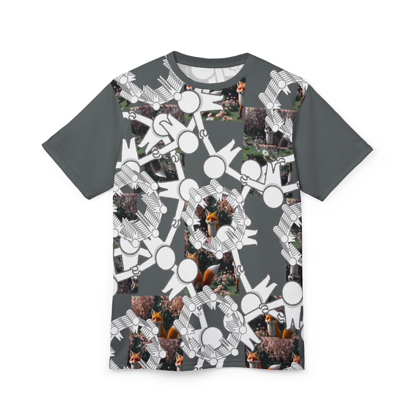 Whimsical Fox Pattern Tee, Unisex Graphic Shirt for Nature Lovers, Fun Gift for Birthdays, Casual Summer Wear, Eco-Friendly Style
