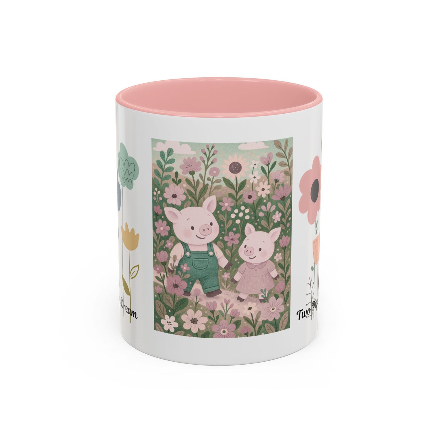 Charming Piggy Coffee Mug, Cute Animal Tea Cup, Floral Design Drinkware, Gift for Animal Lovers, Kitchen Decor, Unique Birthday Gift