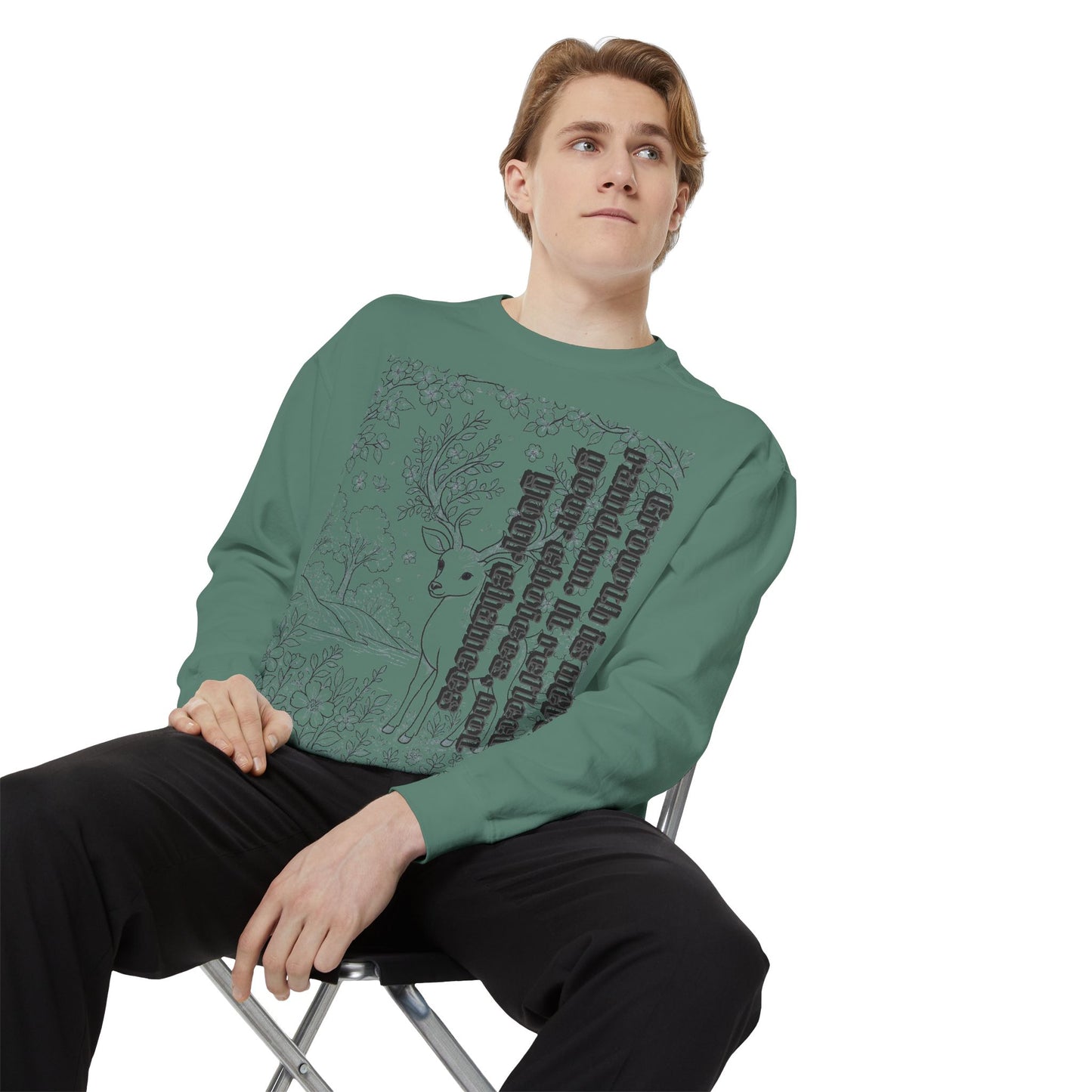 Whimsical Deer Sweatshirt | Cozy Casual Wear, Gift for Nature Lovers, Fall Fashion, Unique Artwork, Unisex Style