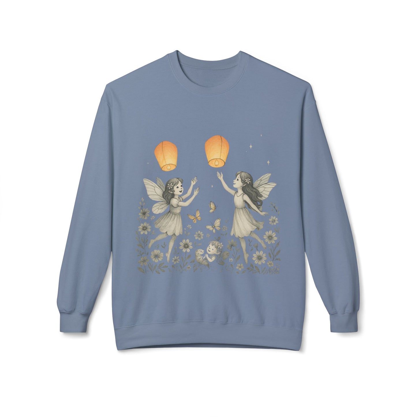 Fairy Dreams Crewneck Sweatshirt, Cozy Fleece Sweatshirt, Unisex Pullover, Fantasy Sweatshirt, Magical Gift, Boho Style