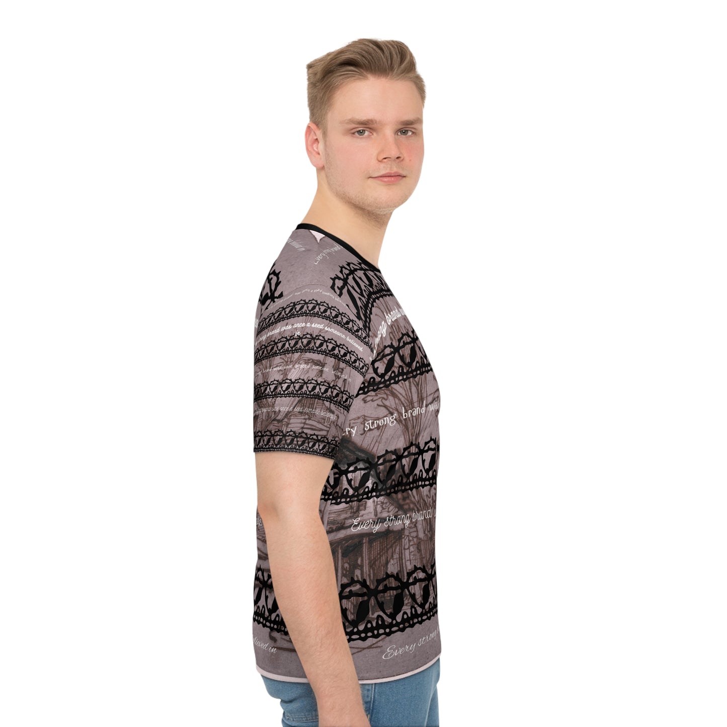 Artistic Affirmation T-Shirt, Inspirational Tee, AOP Graphic Shirt, Unique Men's Fashion, Motivational Top, Casual Wear