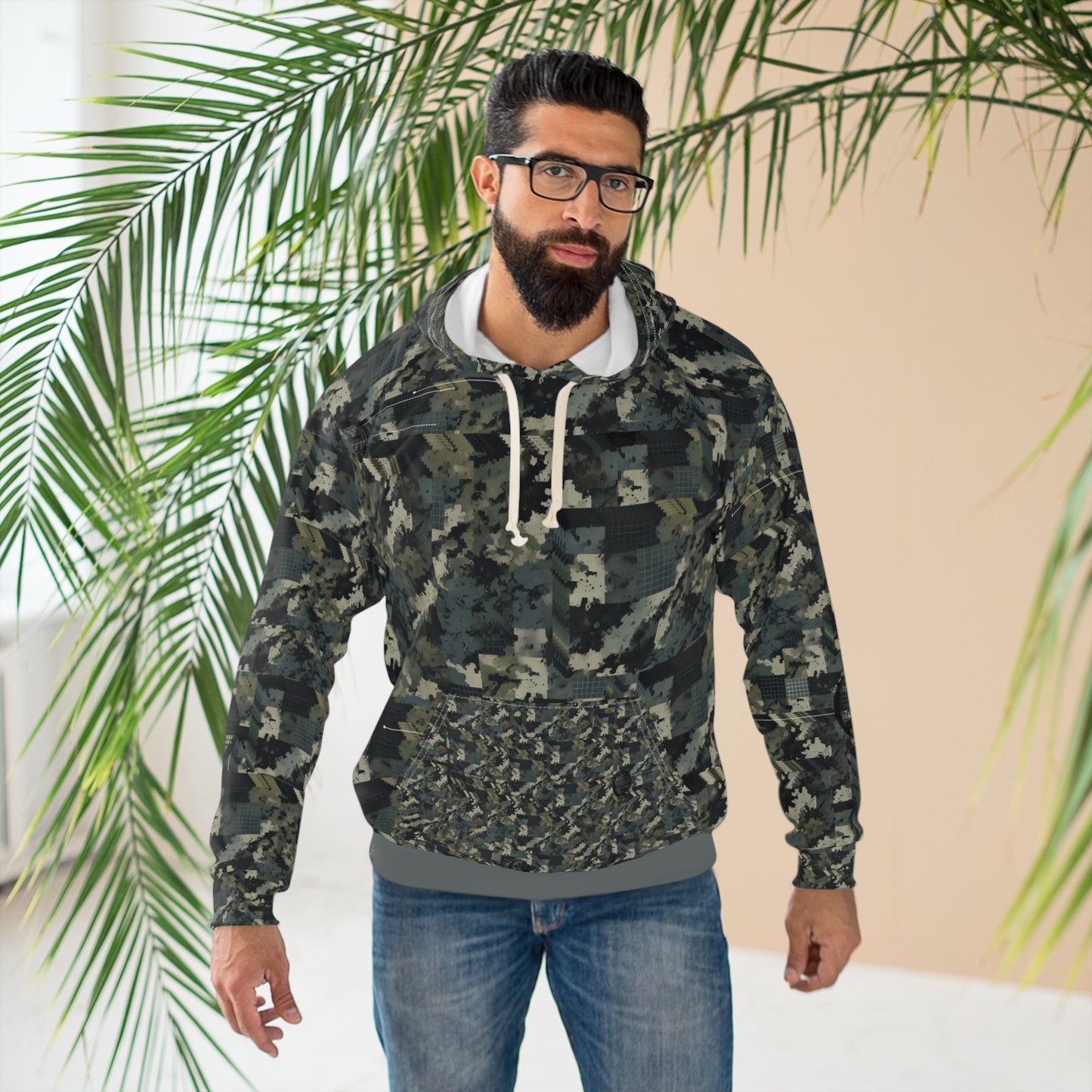 Camo Pattern Unisex Pullover Hoodie, Casual Wear, Street Style, Outdoor Adventure, Gift for Him/Her, Cozy Comfort