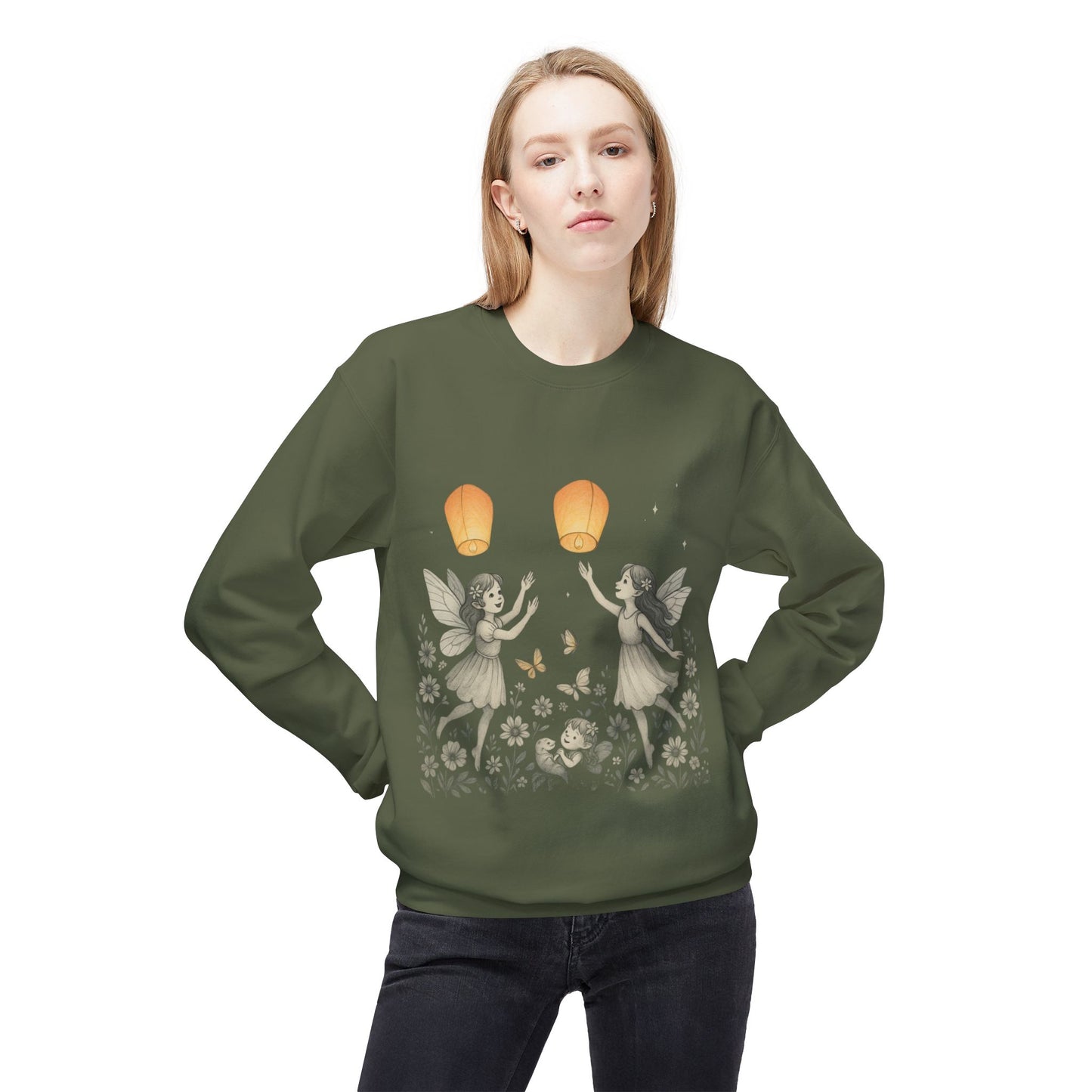 Fairy Dreams Crewneck Sweatshirt, Cozy Fleece Sweatshirt, Unisex Pullover, Fantasy Sweatshirt, Magical Gift, Boho Style