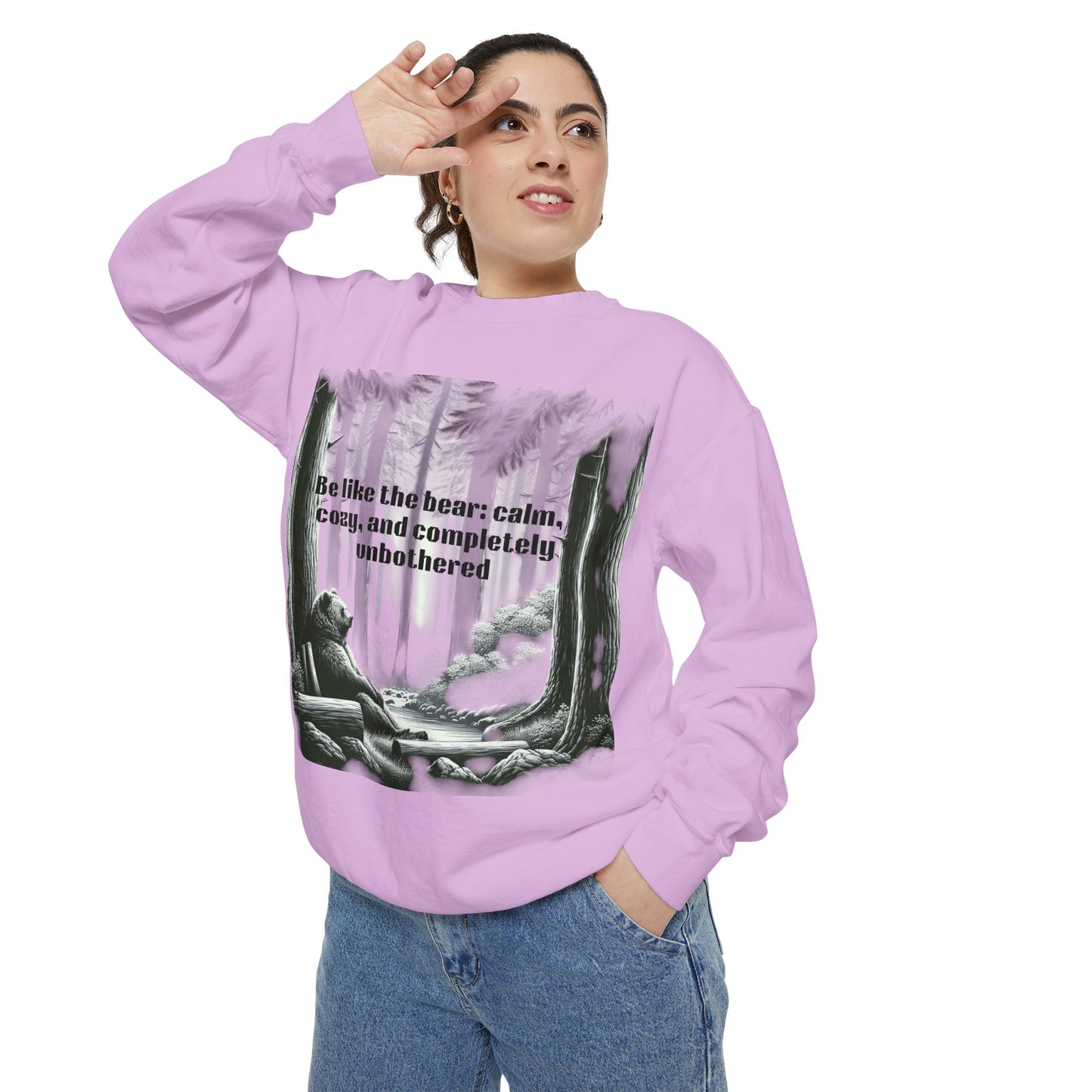 Bear Calm Sweatshirt | Unisex Garment-Dyed Cozy Crew | Inspirational Nature Apparel | Perfect Gift for Outdoor Lovers