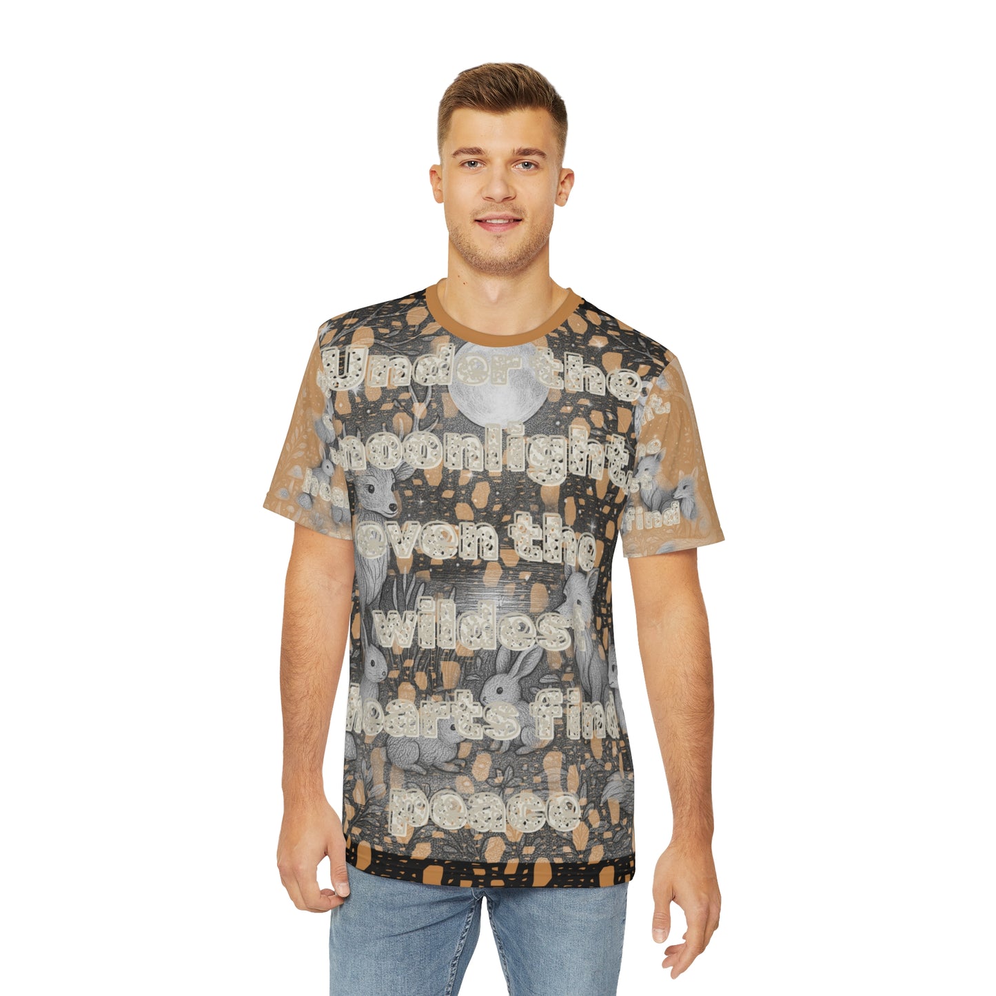 Moonlit Woodland Men's Tee, Nature-Themed Shirt, Peaceful Graphic Tee, Perfect for Outdoor Lovers, Unique Gift for Animal Enthusiasts
