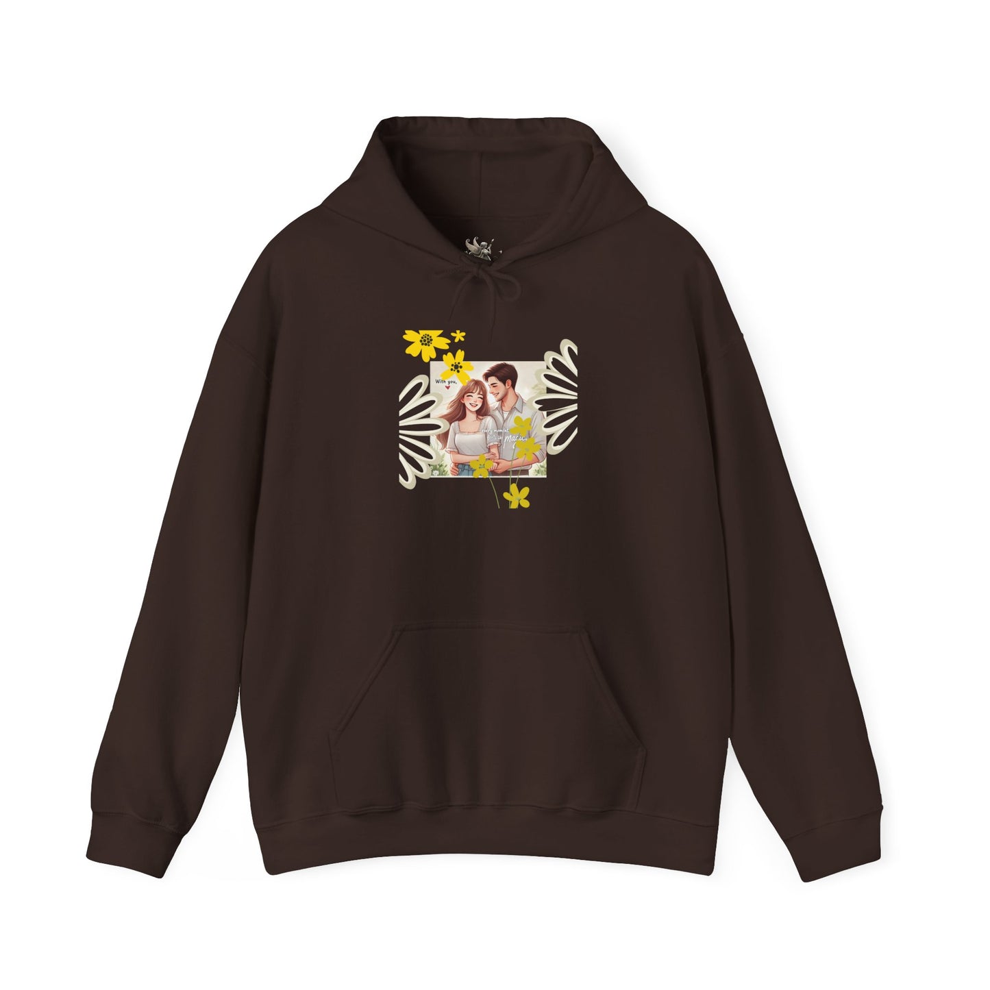 Romantic Couple Hooded Sweatshirt, Cozy Sweatshirts, Couple Gift, Valentine's Day Hoodie, Unisex Hooded Sweatshirt, Floral Hoodies