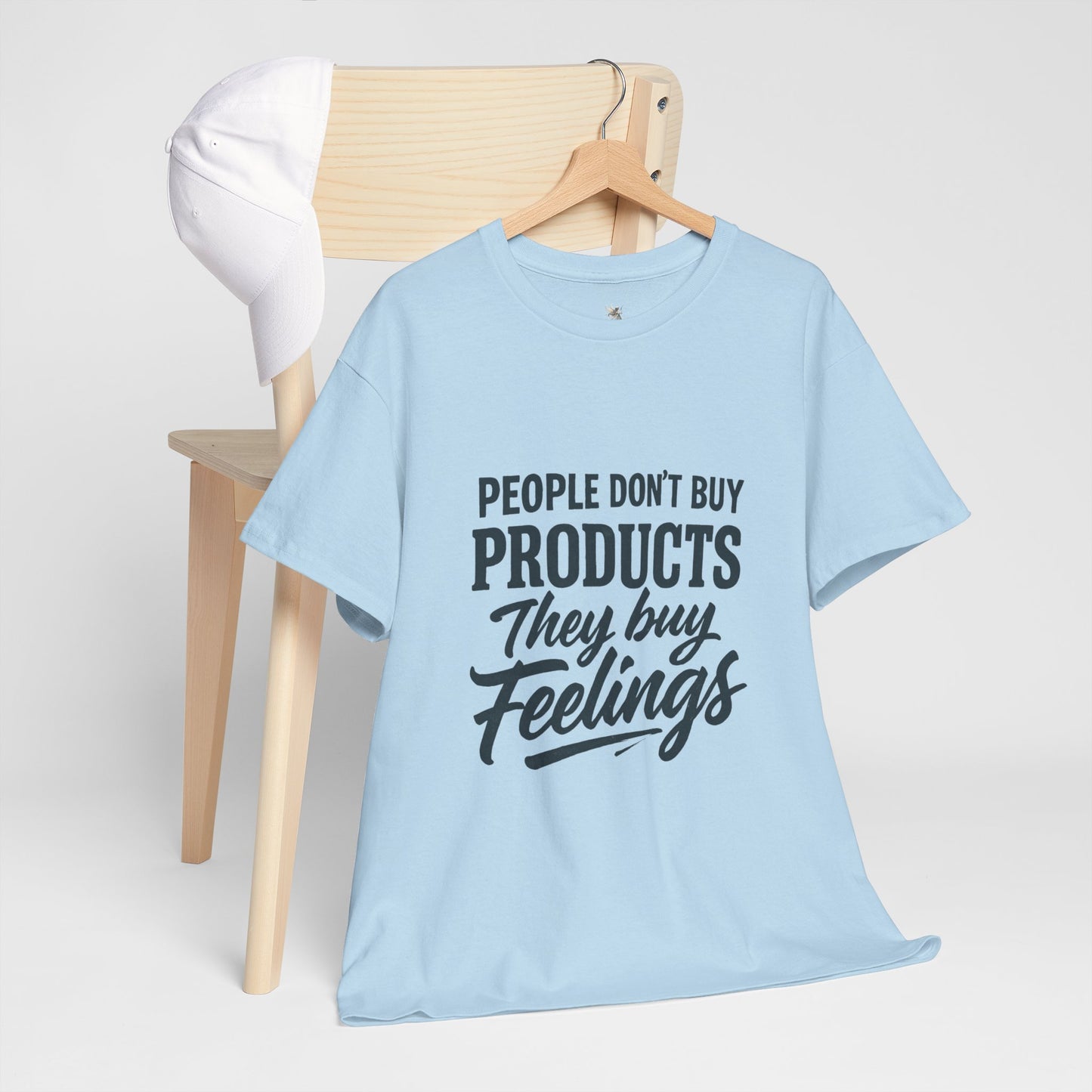 Unisex Heavy Cotton Tee: 'People Don't Buy Products, They Buy Feelings' - Casual Fashion, Gift Idea, Everyday Wear, Comfortable Style, [...]