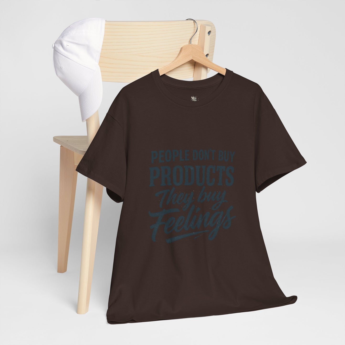 Unisex Heavy Cotton Tee: 'People Don't Buy Products, They Buy Feelings' - Casual Fashion, Gift Idea, Everyday Wear, Comfortable Style, [...]
