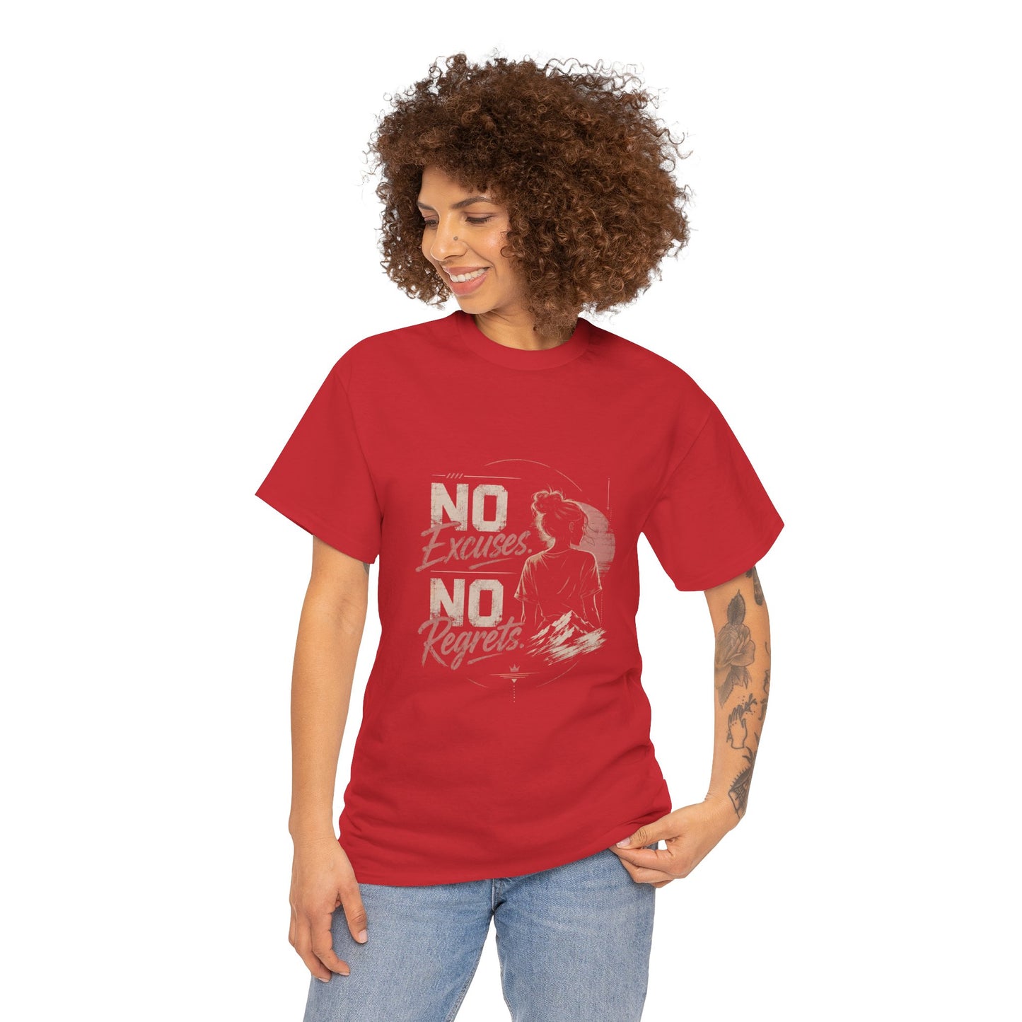 No Excuses No Regrets Tee | Motivational Graphic T-Shirt | Silhouette Design