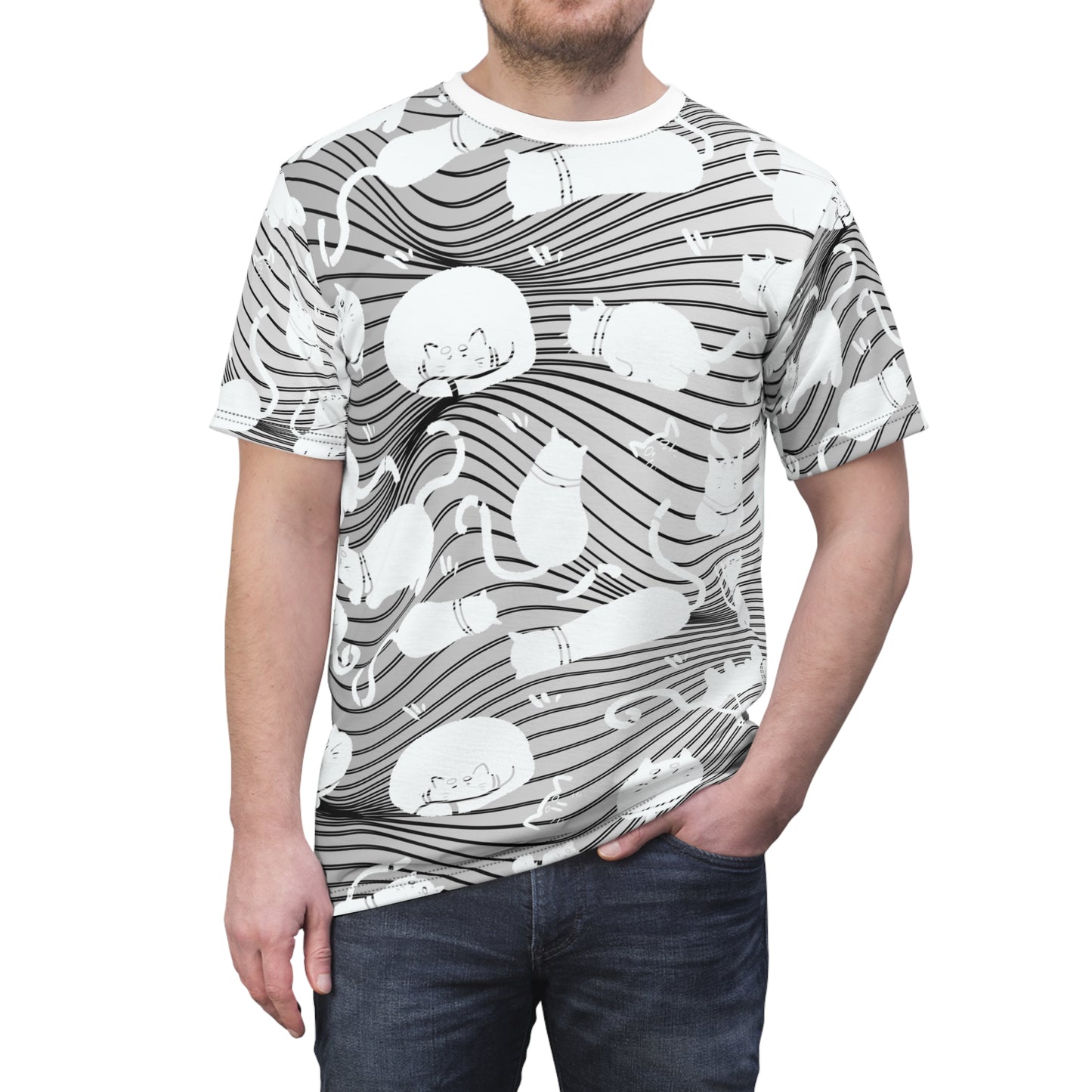 Cat-Themed Unisex Tee, AOP Cut & Sew Shirt, Fun Pet Lover Gift, Unique Cat Apparel, Comfortable Everyday Wear, Perfect for Cat Lovers, [...]