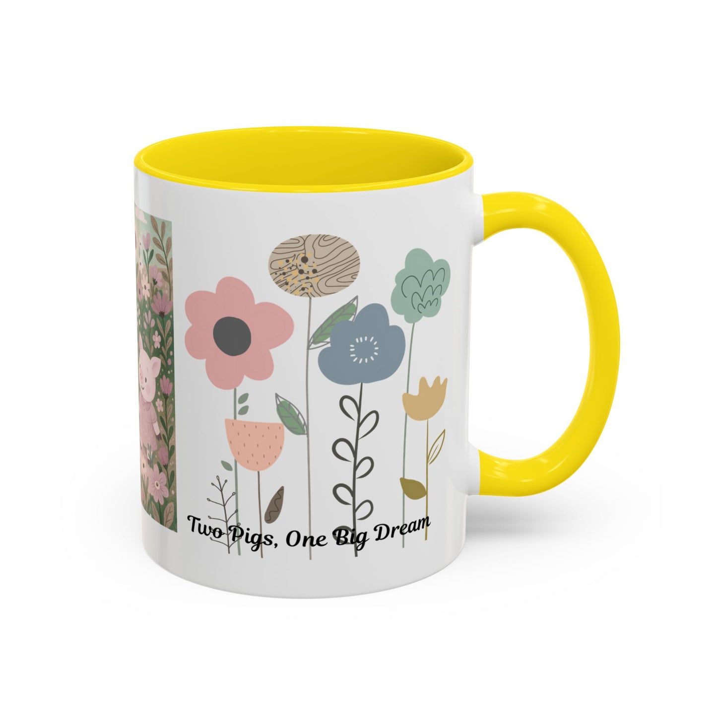 Charming Piggy Coffee Mug, Cute Animal Tea Cup, Floral Design Drinkware, Gift for Animal Lovers, Kitchen Decor, Unique Birthday Gift