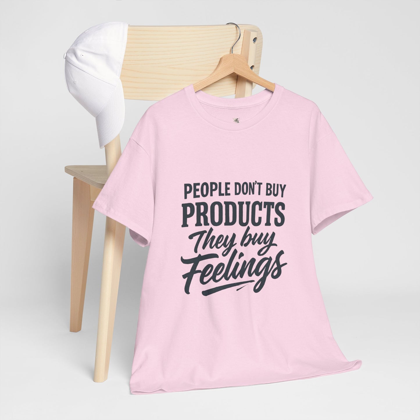 Unisex Heavy Cotton Tee: 'People Don't Buy Products, They Buy Feelings' - Casual Fashion, Gift Idea, Everyday Wear, Comfortable Style, [...]