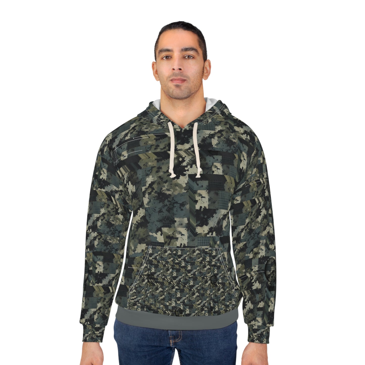 Camo Pattern Unisex Pullover Hoodie, Casual Wear, Street Style, Outdoor Adventure, Gift for Him/Her, Cozy Comfort