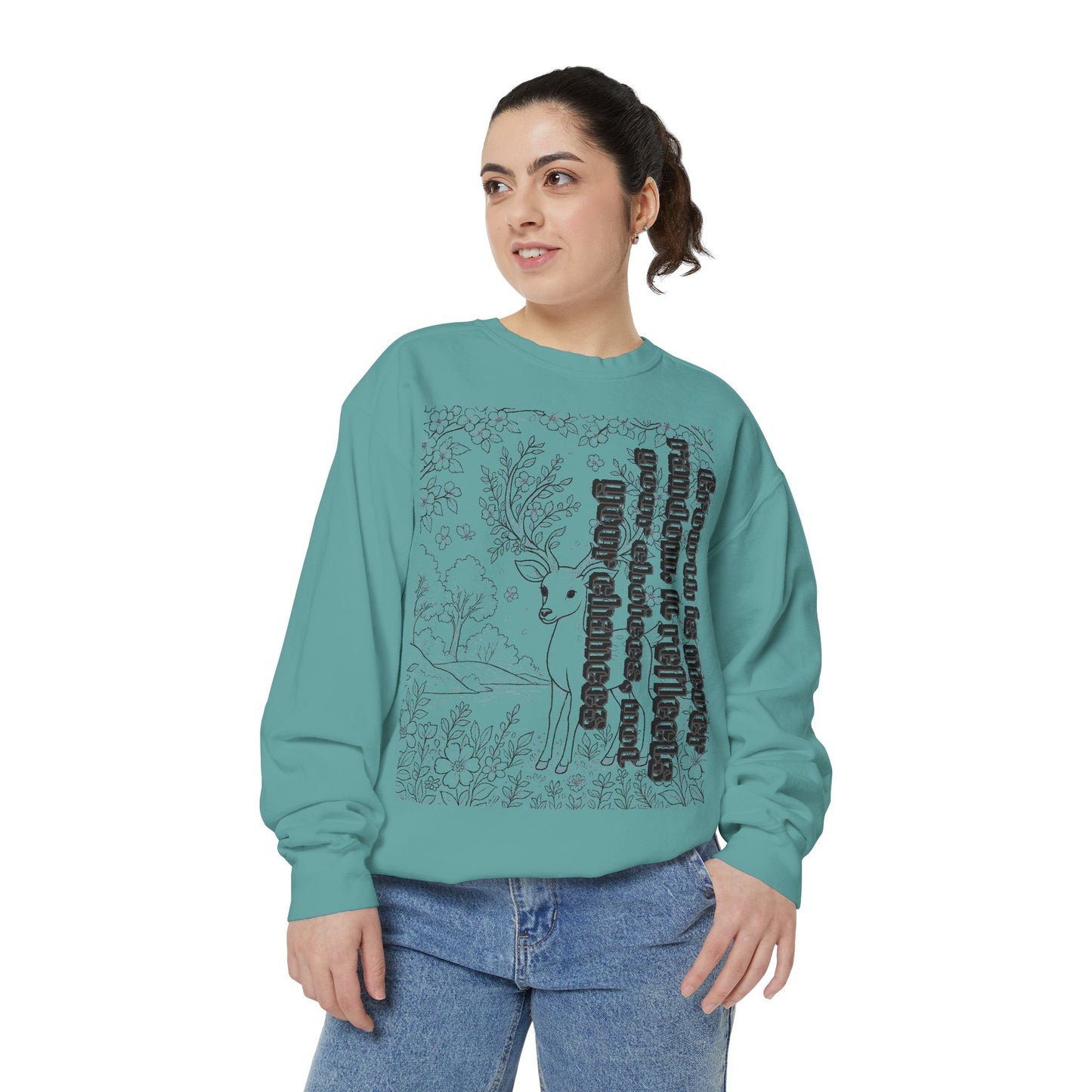 Whimsical Deer Sweatshirt | Cozy Casual Wear, Gift for Nature Lovers, Fall Fashion, Unique Artwork, Unisex Style