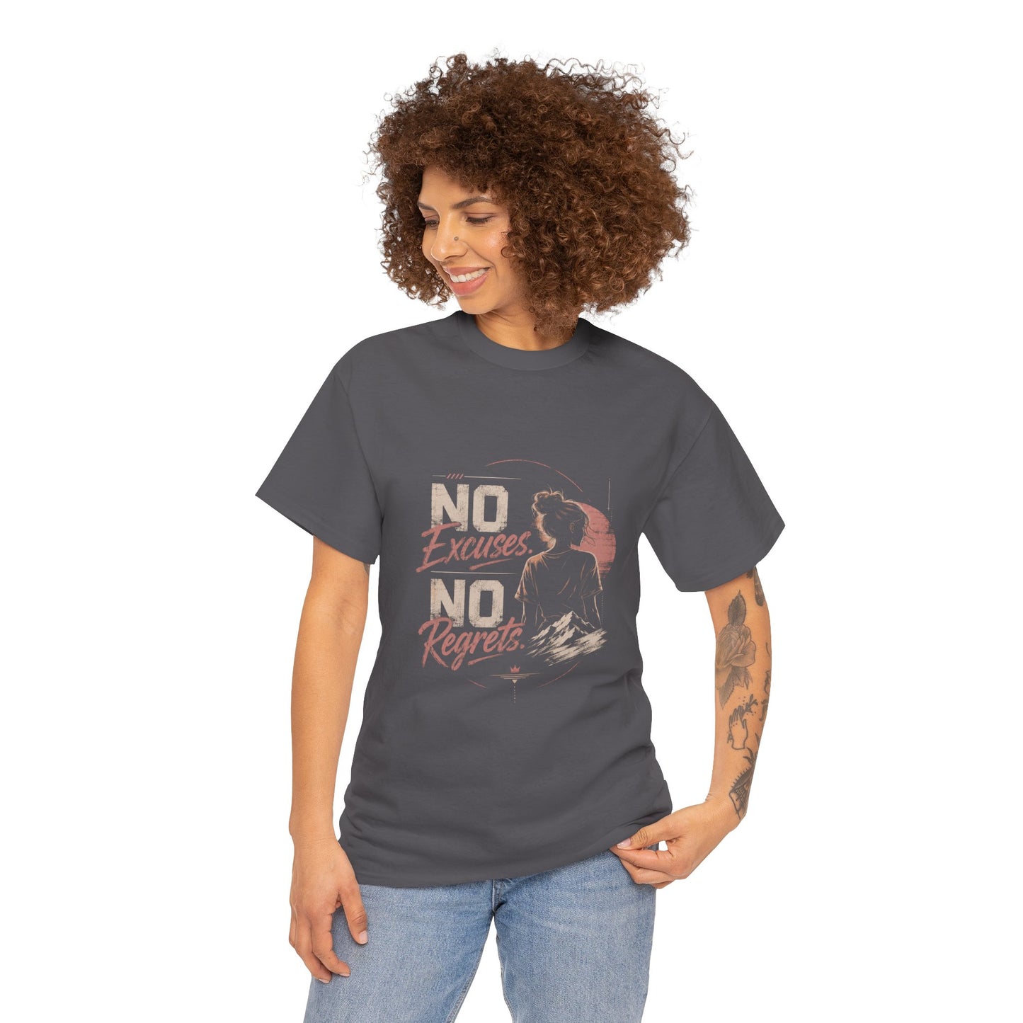 No Excuses No Regrets Tee | Motivational Graphic T-Shirt | Silhouette Design