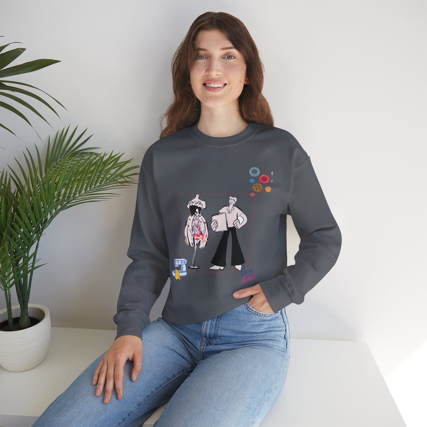 Chic Artistic Crewneck Sweatshirt - Unique Graphic Art, Cozy Gift for Art Lovers, Stylish Layering for Any Occasion, Trendy Sweatshirt