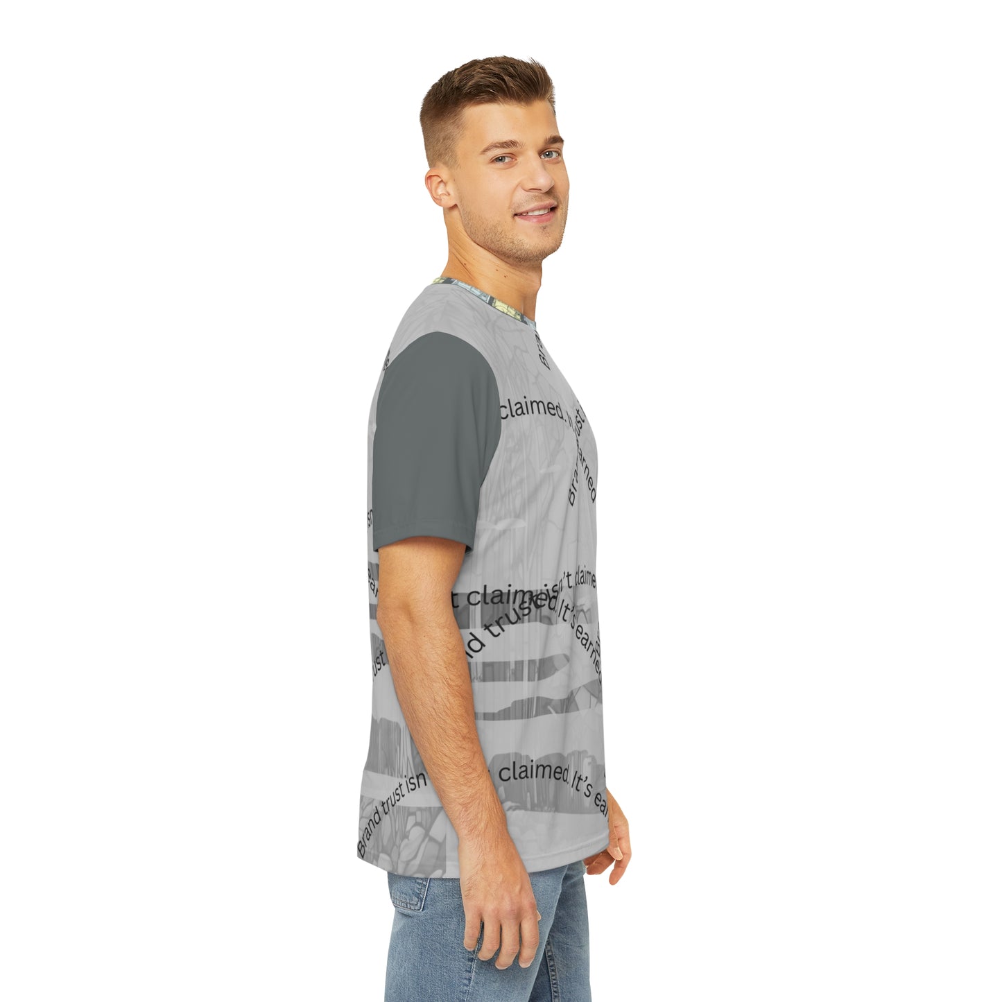 Stylish AOP Men's Polyester Tee with Inspirational Quote: Perfect for Casual Outings, Themed Parties, Gifts, & More