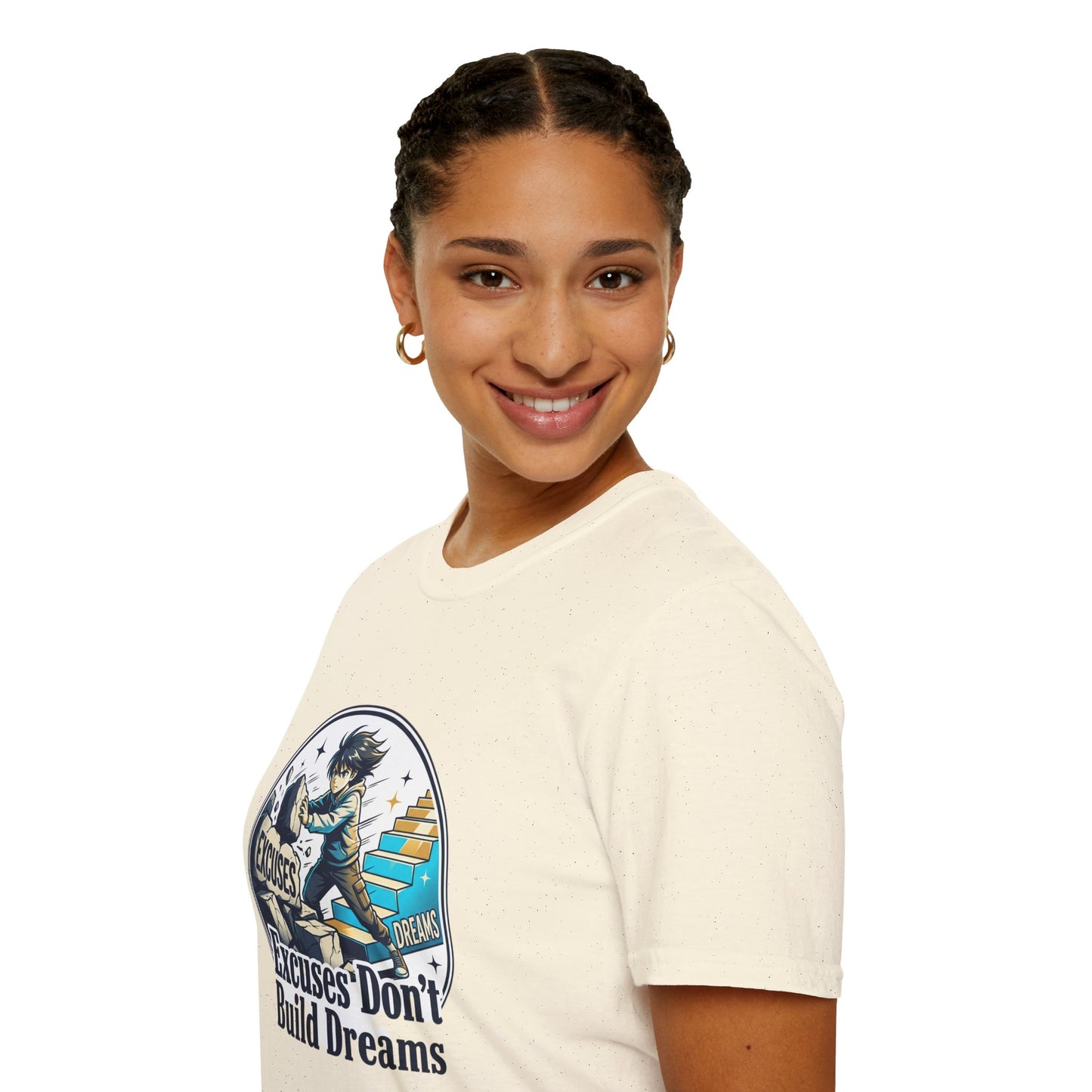 Excuses Don't Build Dreams T-Shirt — Motivational Skateboard Graphic Tee