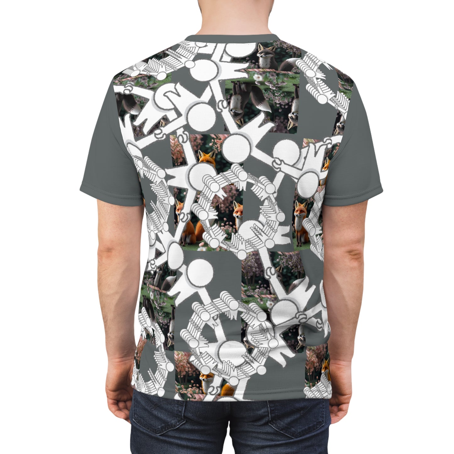 Whimsical Fox Pattern Tee, Unisex Graphic Shirt for Nature Lovers, Fun Gift for Birthdays, Casual Summer Wear, Eco-Friendly Style