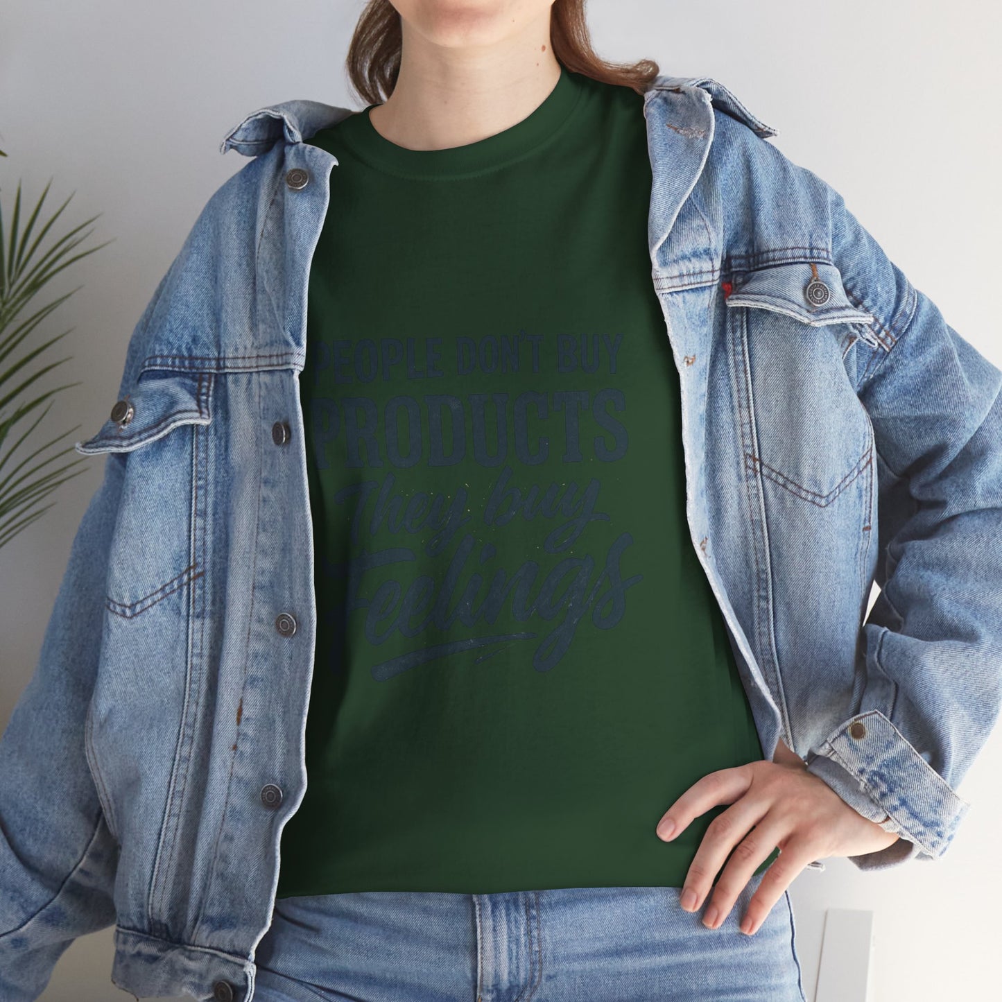 Unisex Heavy Cotton Tee: 'People Don't Buy Products, They Buy Feelings' - Casual Fashion, Gift Idea, Everyday Wear, Comfortable Style, [...]