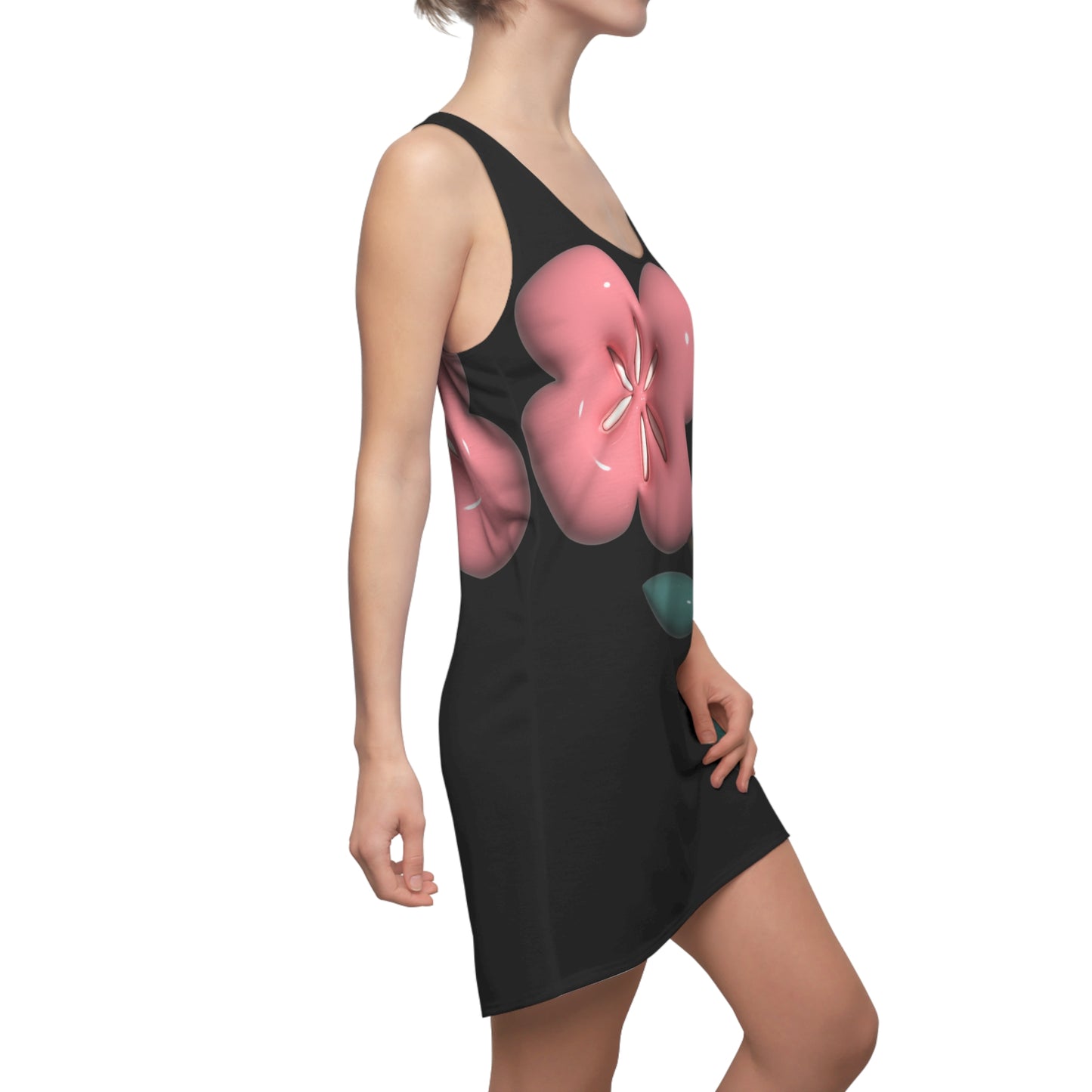 Pink Floral Illustration Racerback Dress | All-Over Print