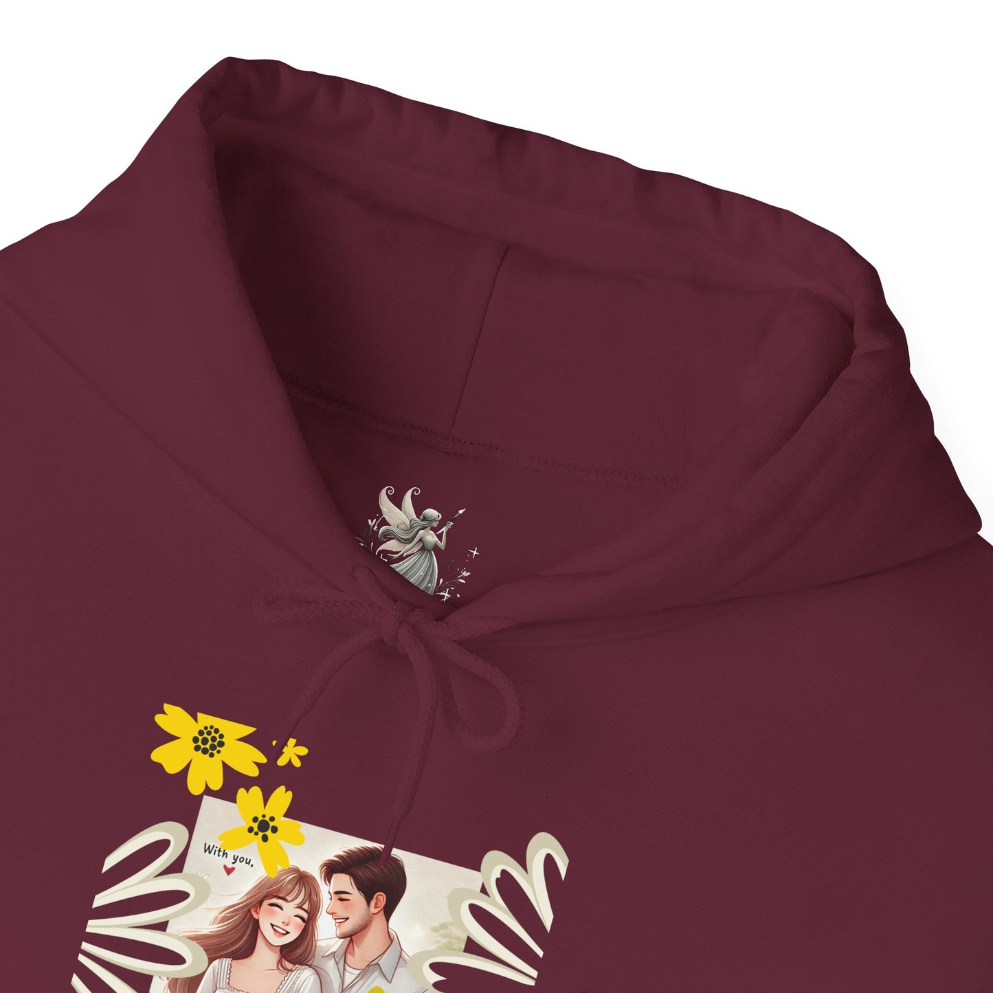 Romantic Couple Hooded Sweatshirt, Cozy Sweatshirts, Couple Gift, Valentine's Day Hoodie, Unisex Hooded Sweatshirt, Floral Hoodies